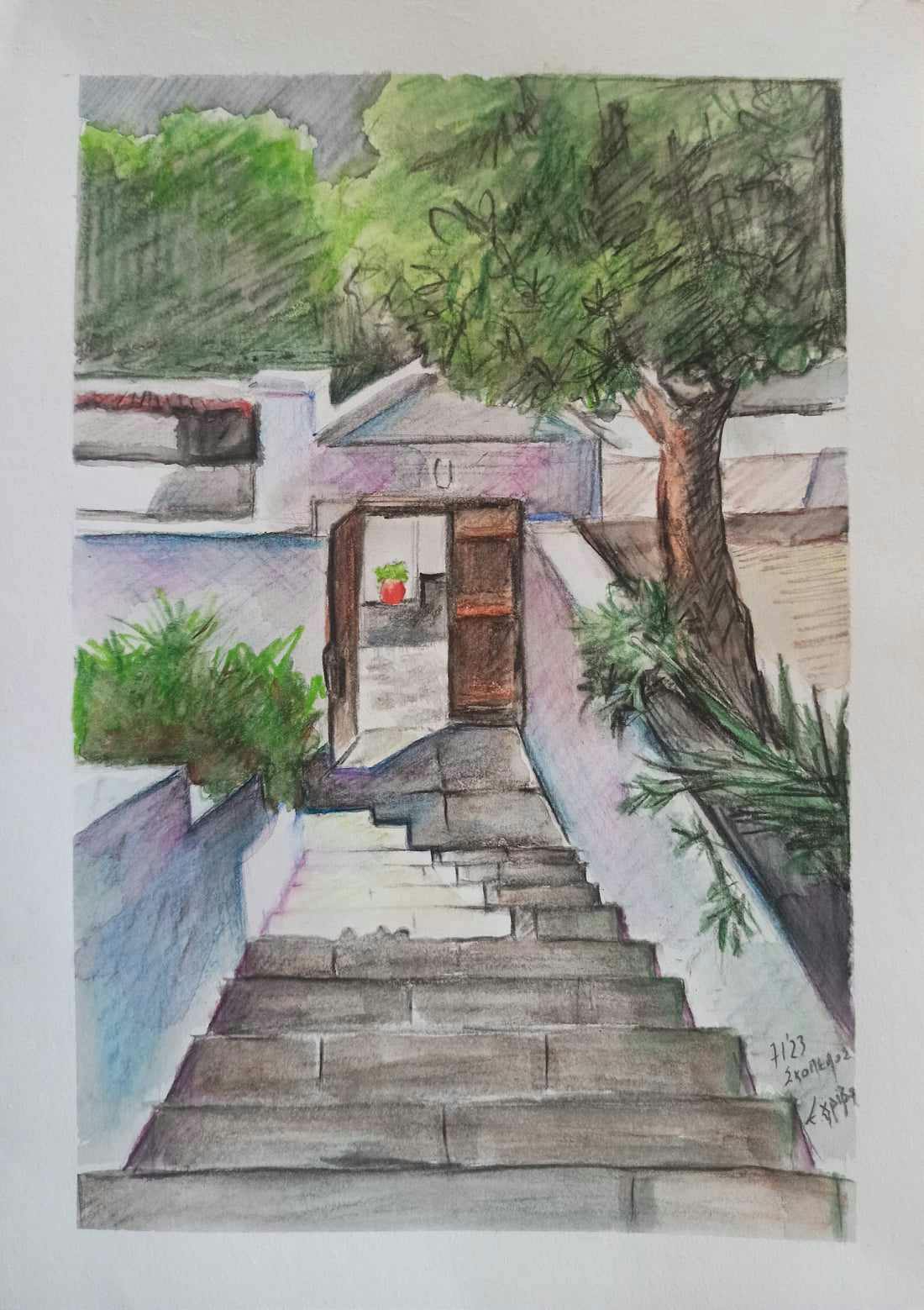 Elena Griva's painting – Skopelos, aquarelles of 2023