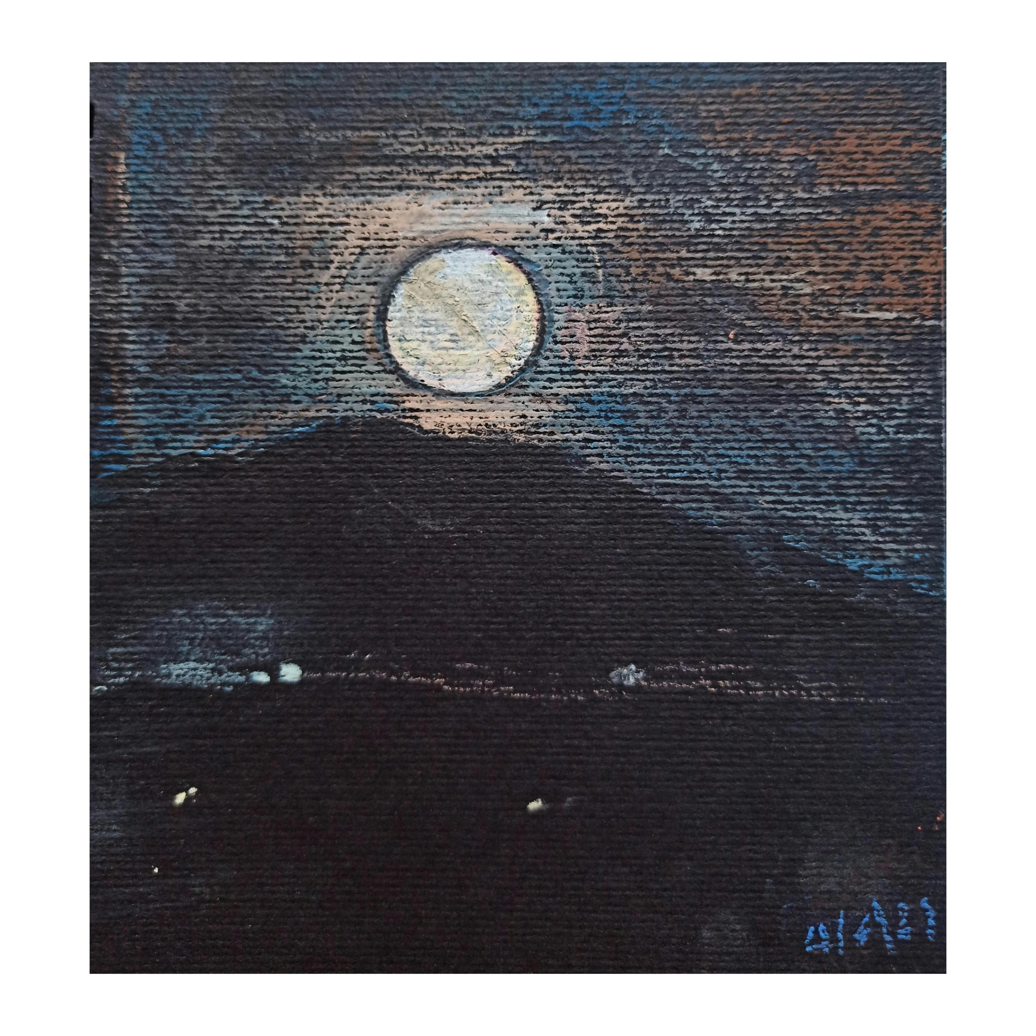 Elena Griva's painting – moon on the mountain