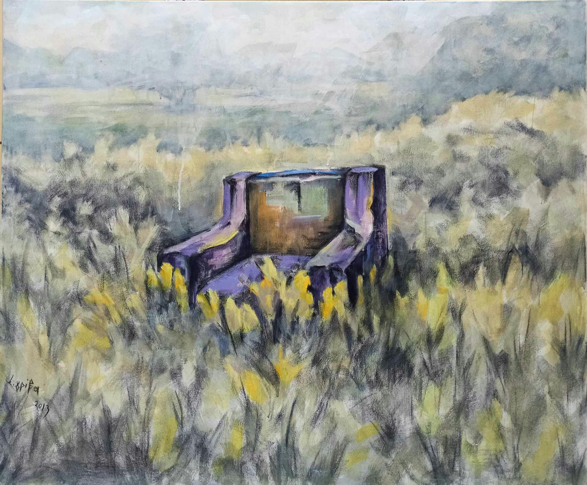 Elena Griva's painting – Sonata of the Moonlight sofa left on the field