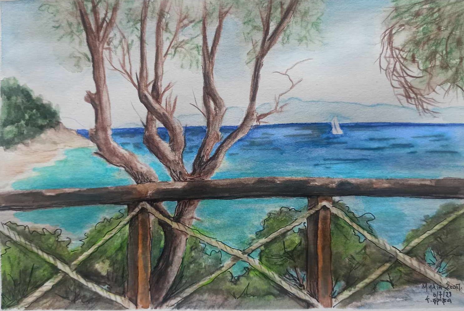 Elena Griva's painting – Skopelos, aquarelles 2023