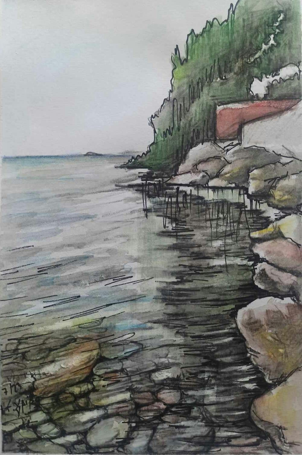 Elena Griva's painting – Skopelos, aquarelles 2023
