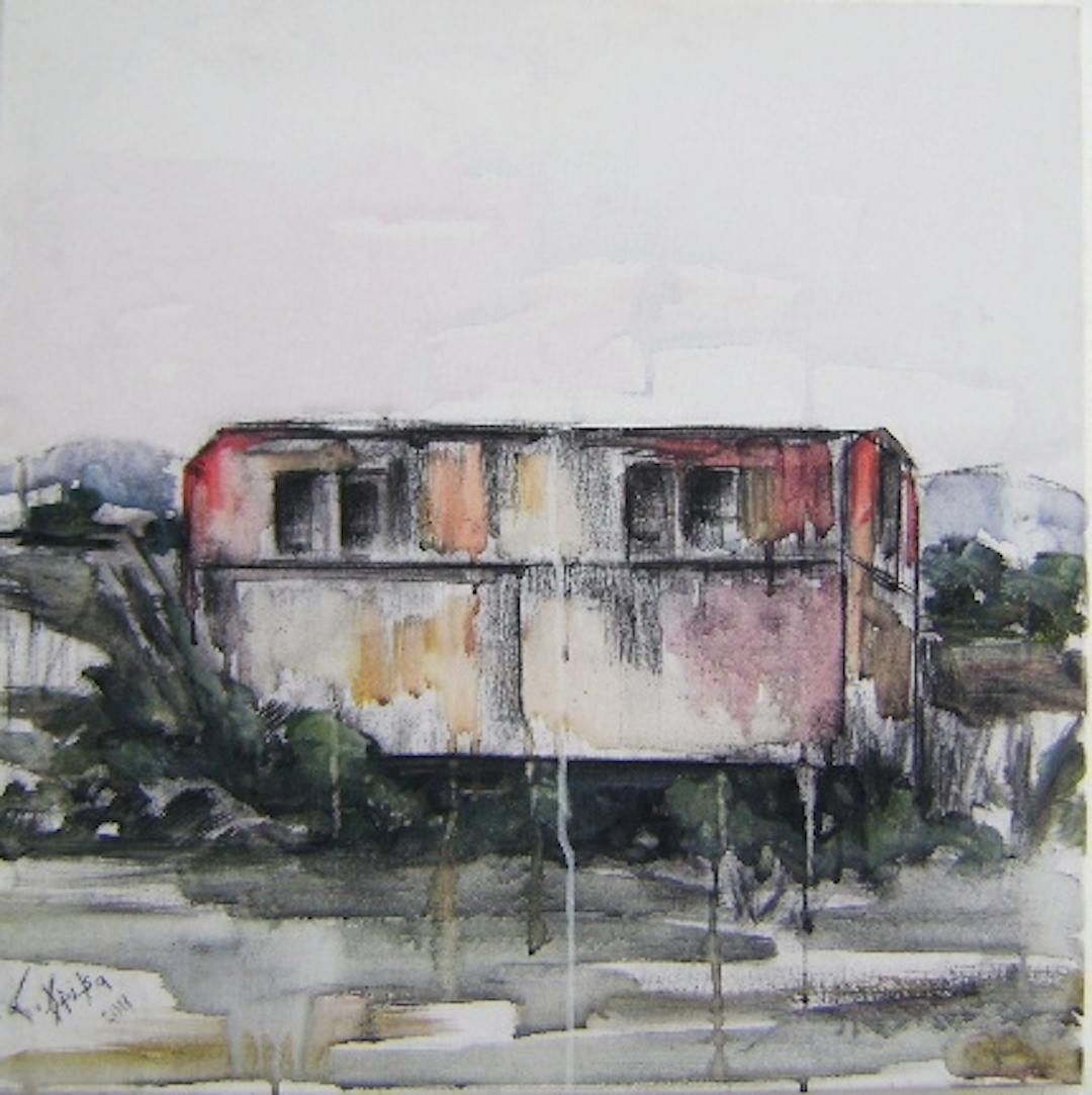 Elena Griva's painting – train wagon 