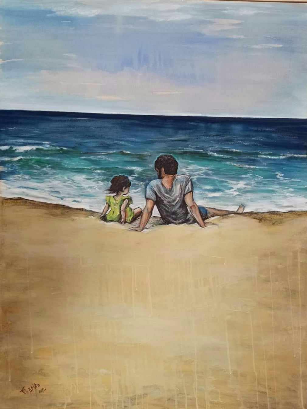 Elena Griva's painting – Dad and daughter of 2020
