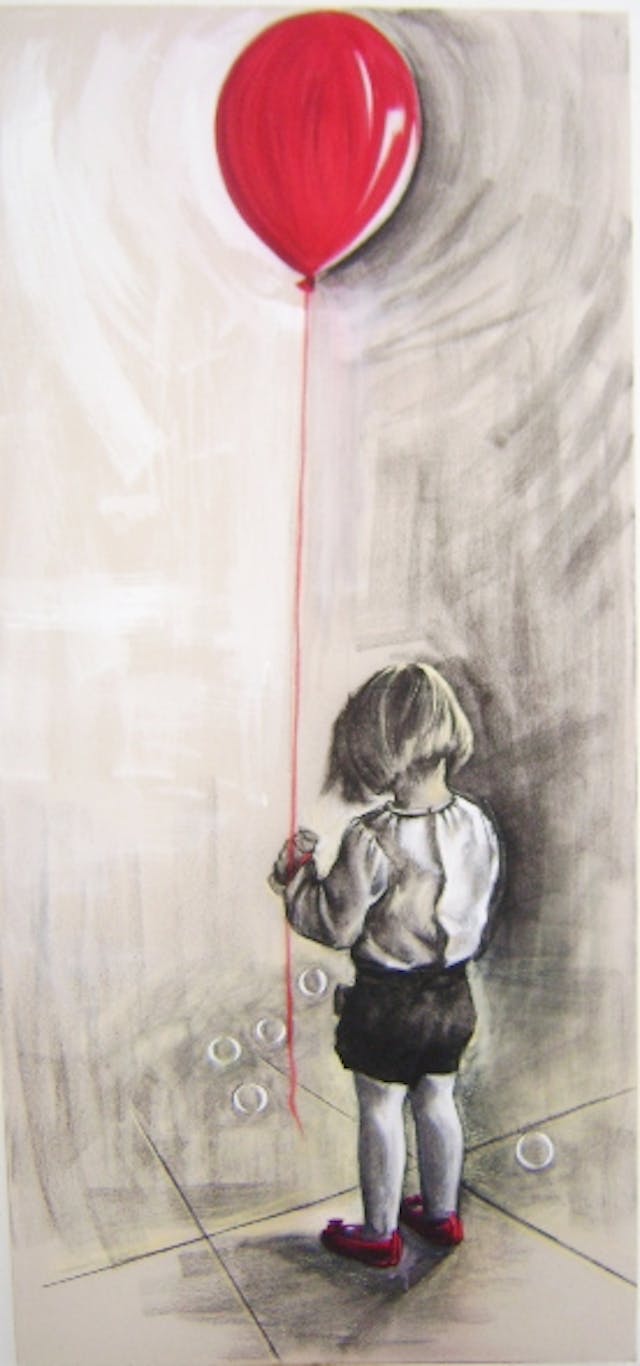 Elena Griva's painting – Girl holding a ballon