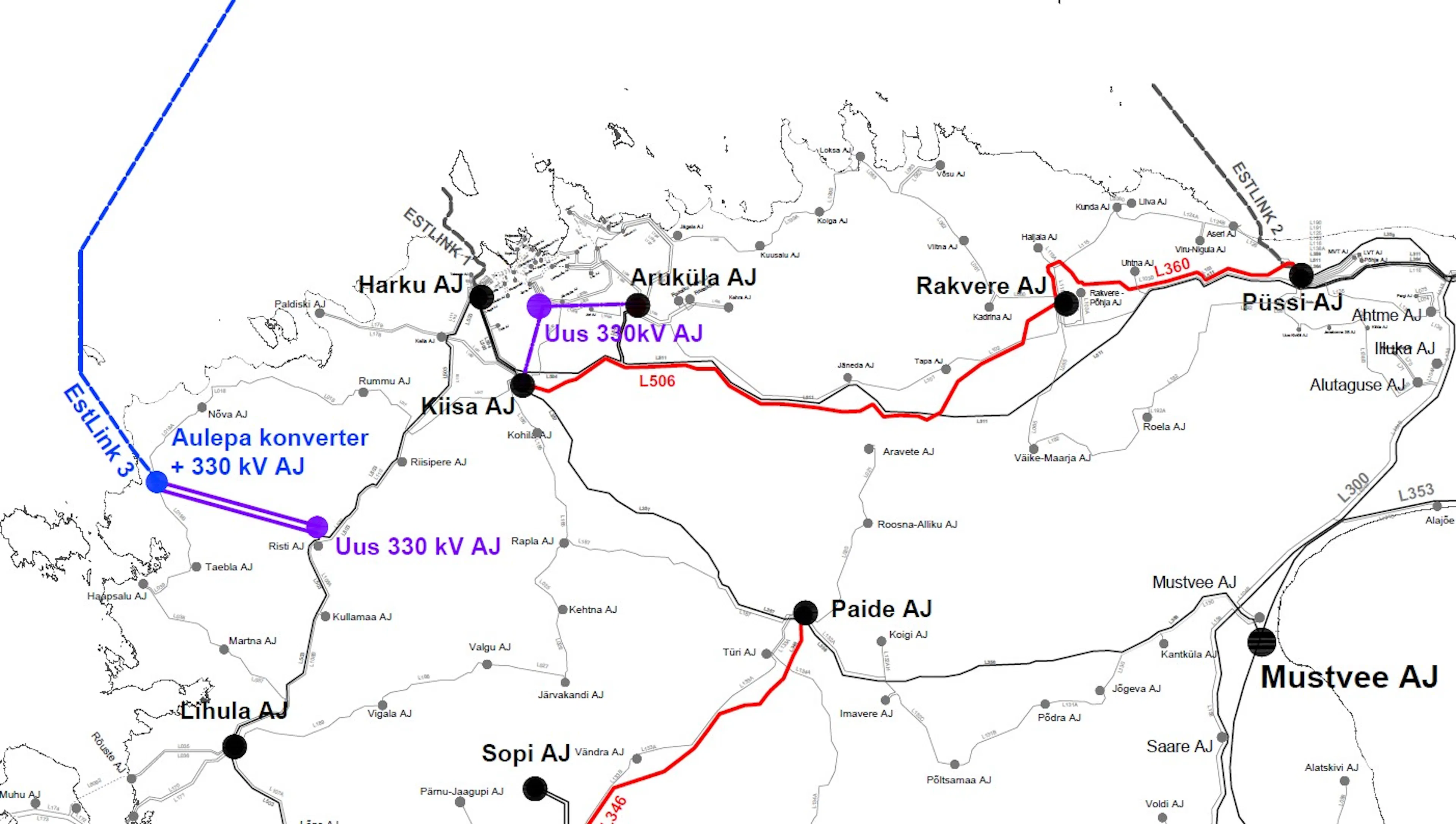 Existing grid must be reinforced in connection with the building of EstLink 3—general plan of the grid.
