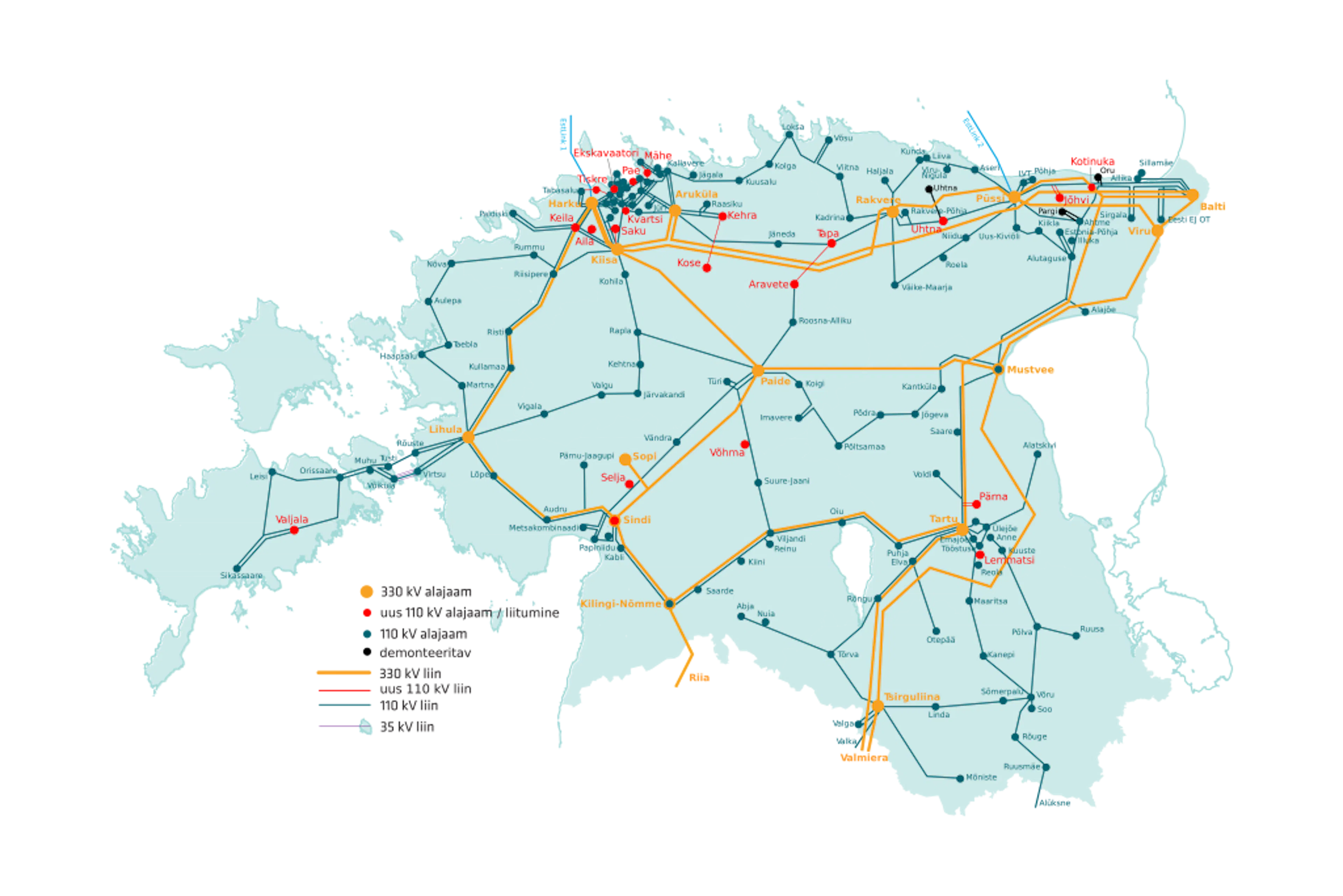 Eleringi ja Elektrilevi ühise arengukava kaart