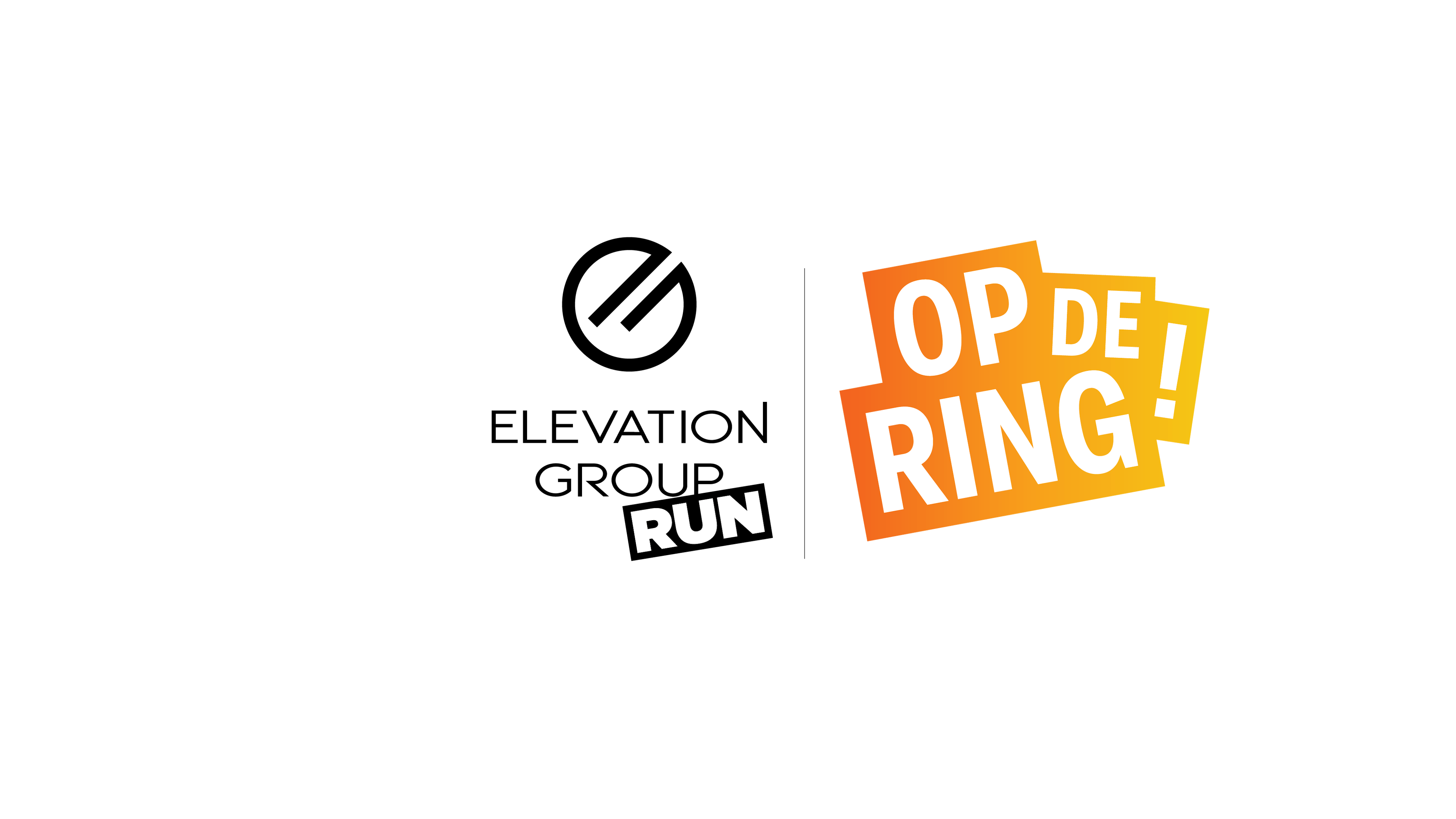 Logo van Elevation Group en logo van run op de ring