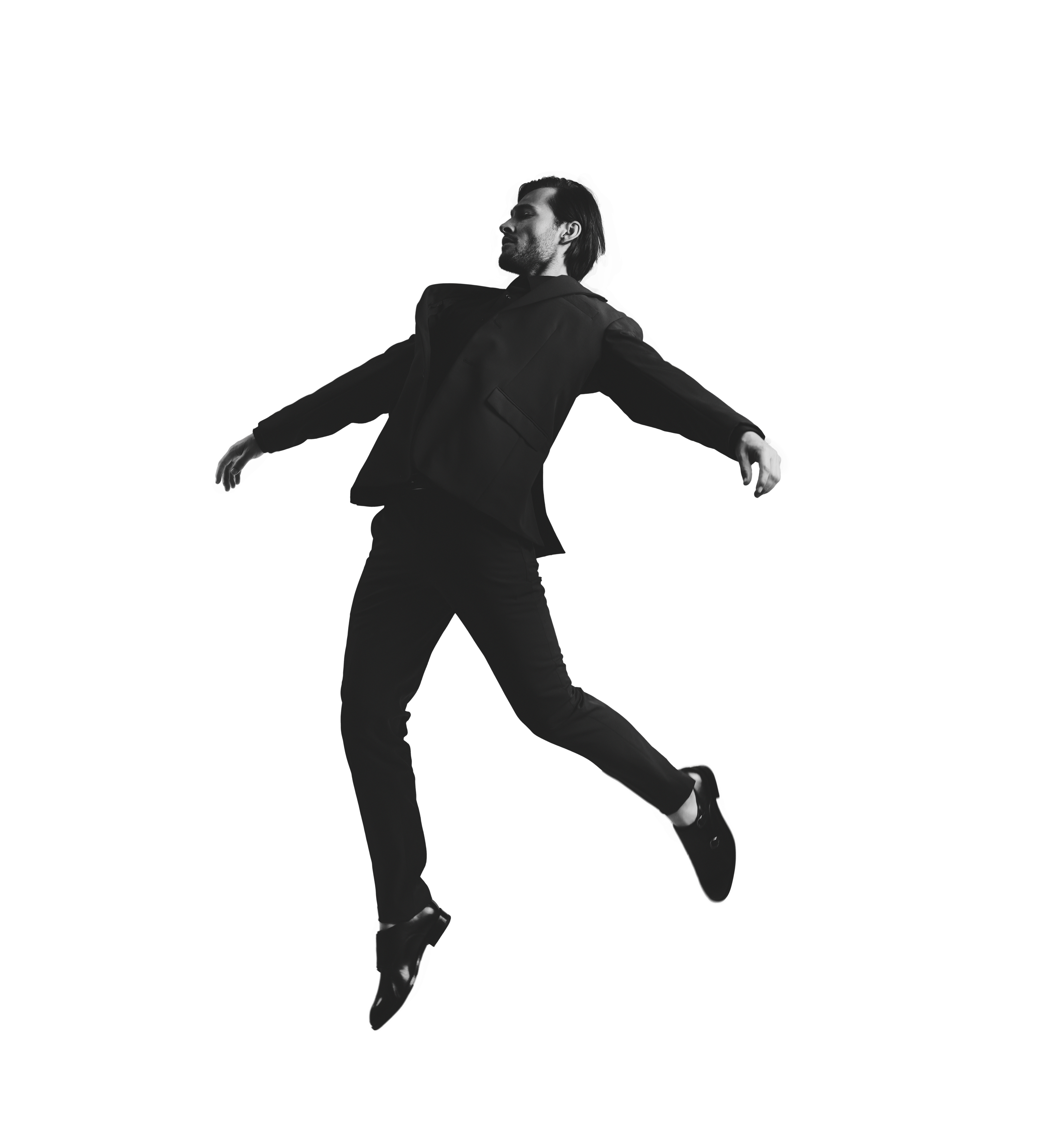 Branding Elevation Group man die in de lucht zweeft.
