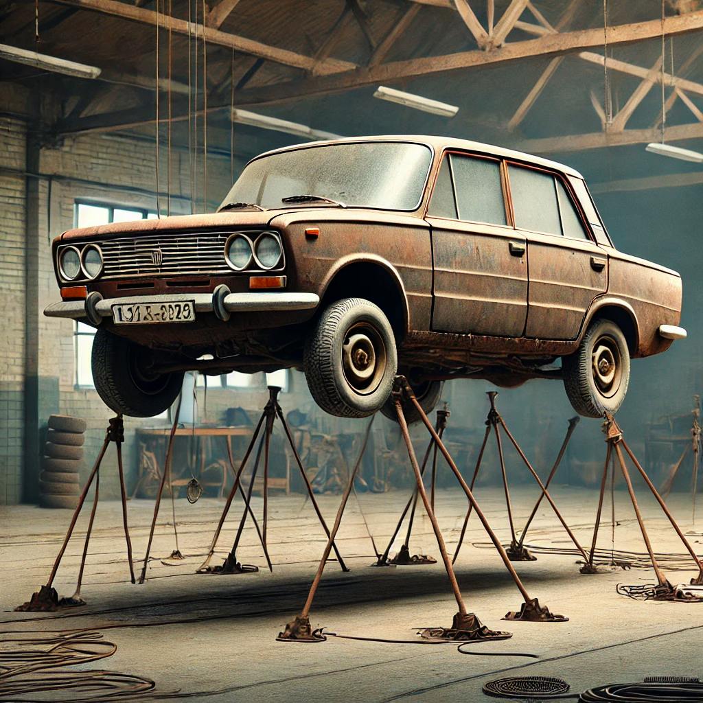 Lada met wankele test-ondersteuning