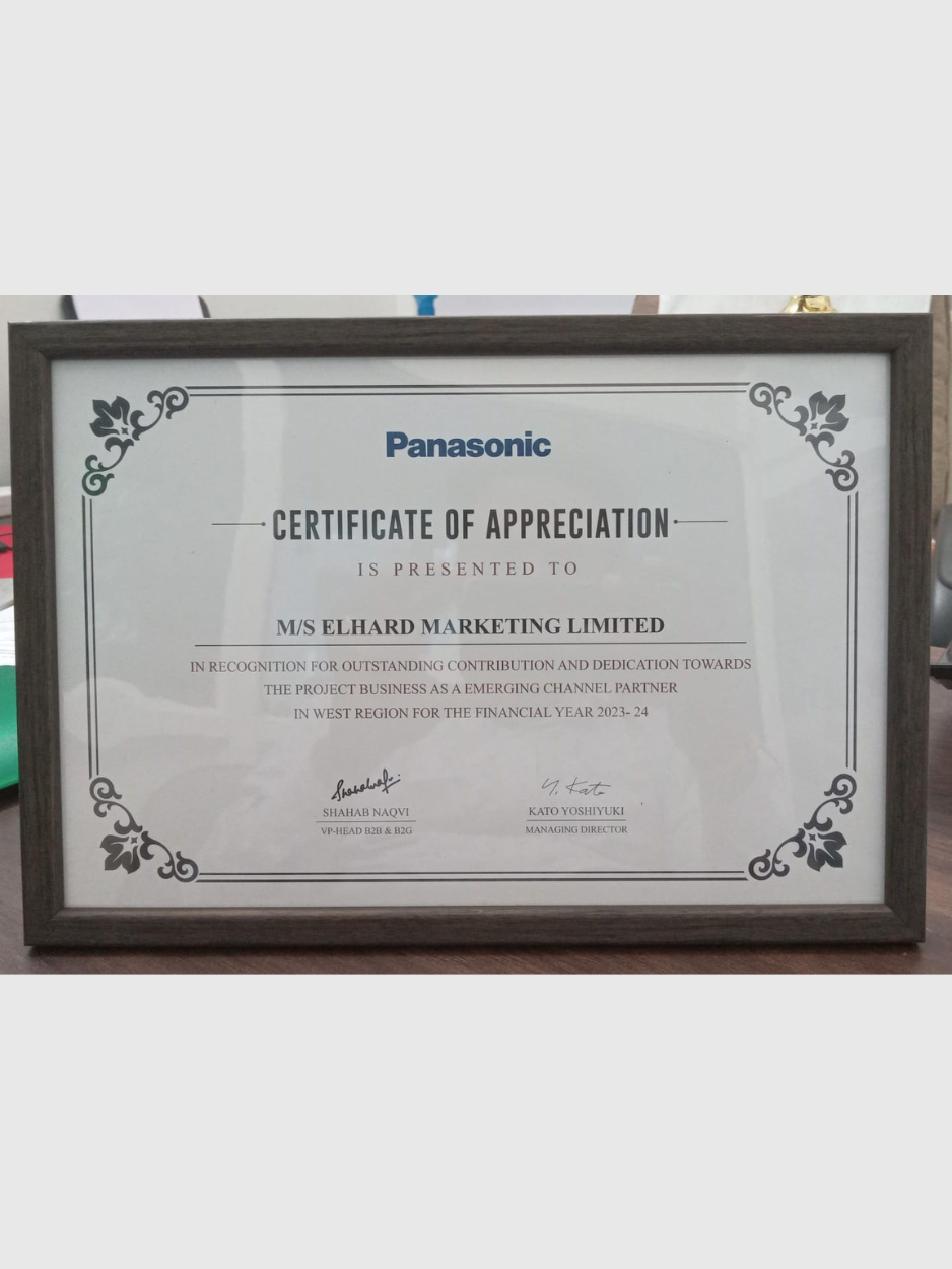 Panasonic Certificate of Appreciation (2023-24)