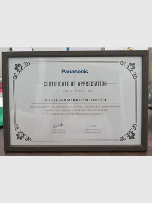 Panasonic Certificate of Appreciation (2023-24)