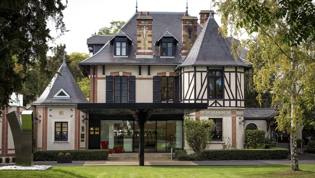 Victorian house with exposed beams.