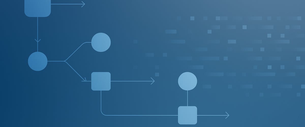 Blue abstract diagram representing data flow and system architecture