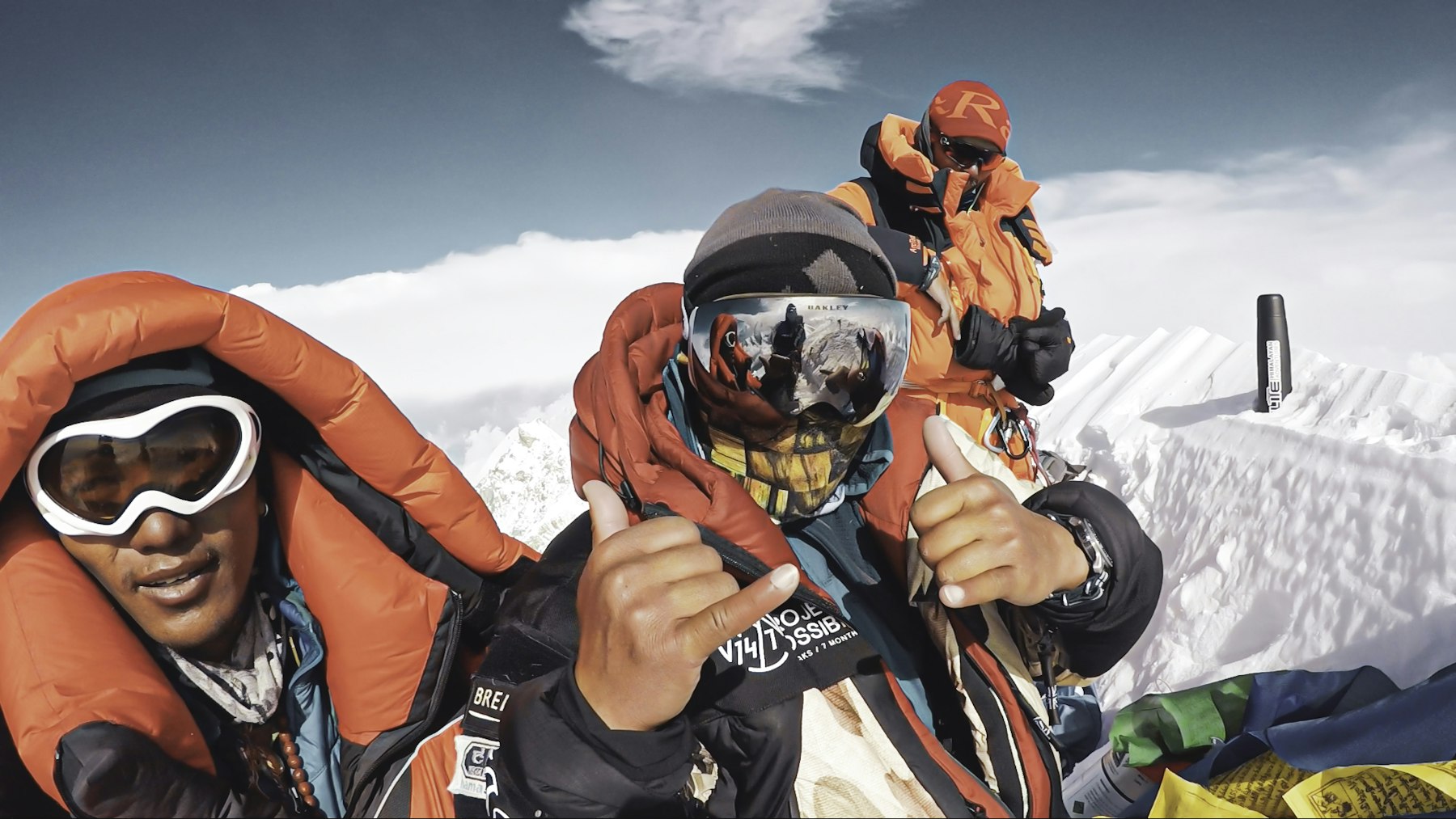 Nimsdai, Mingma David and Gesman on the summit of Annapurna