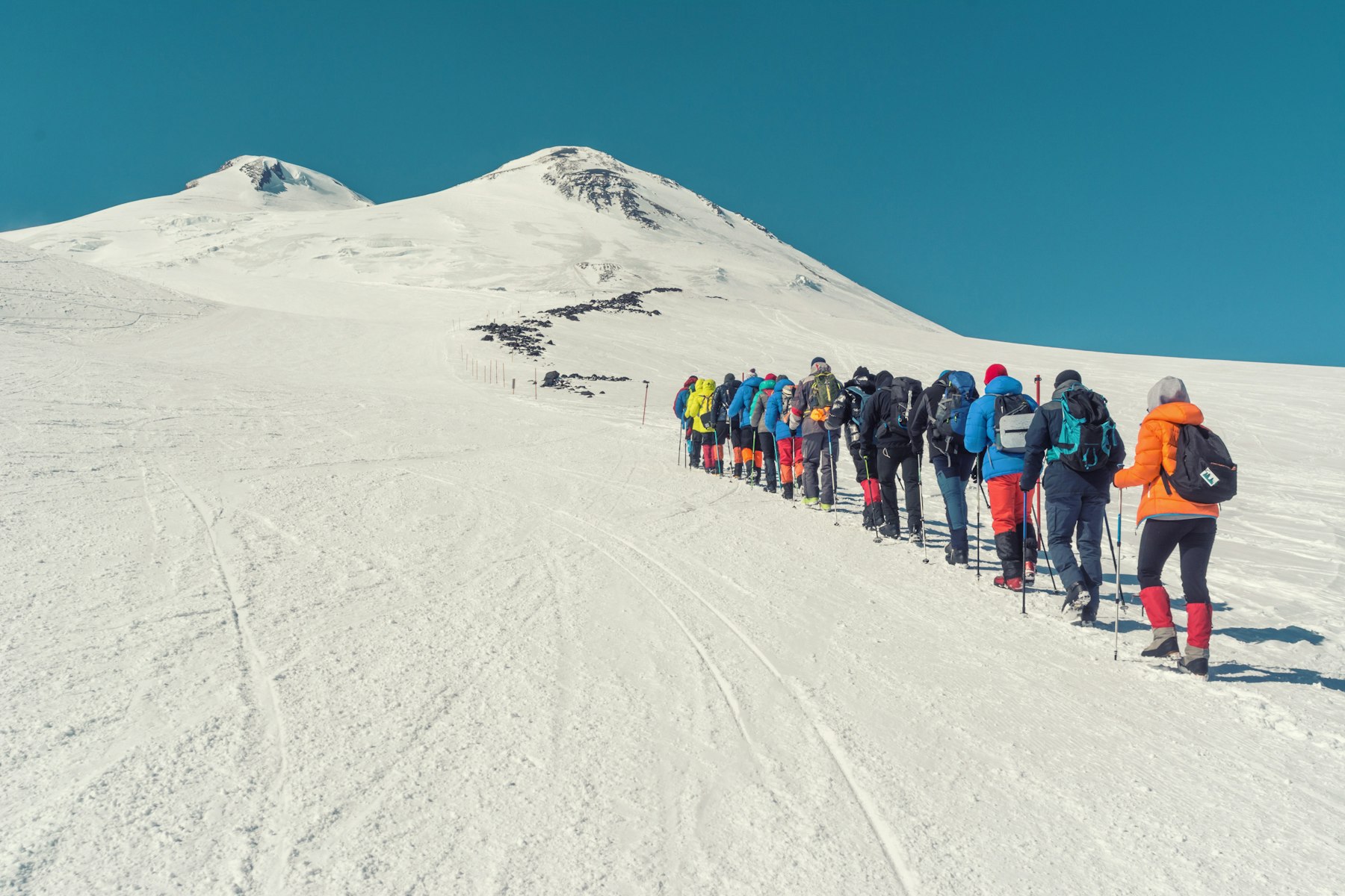 Group of climbers on Mt Elbrus