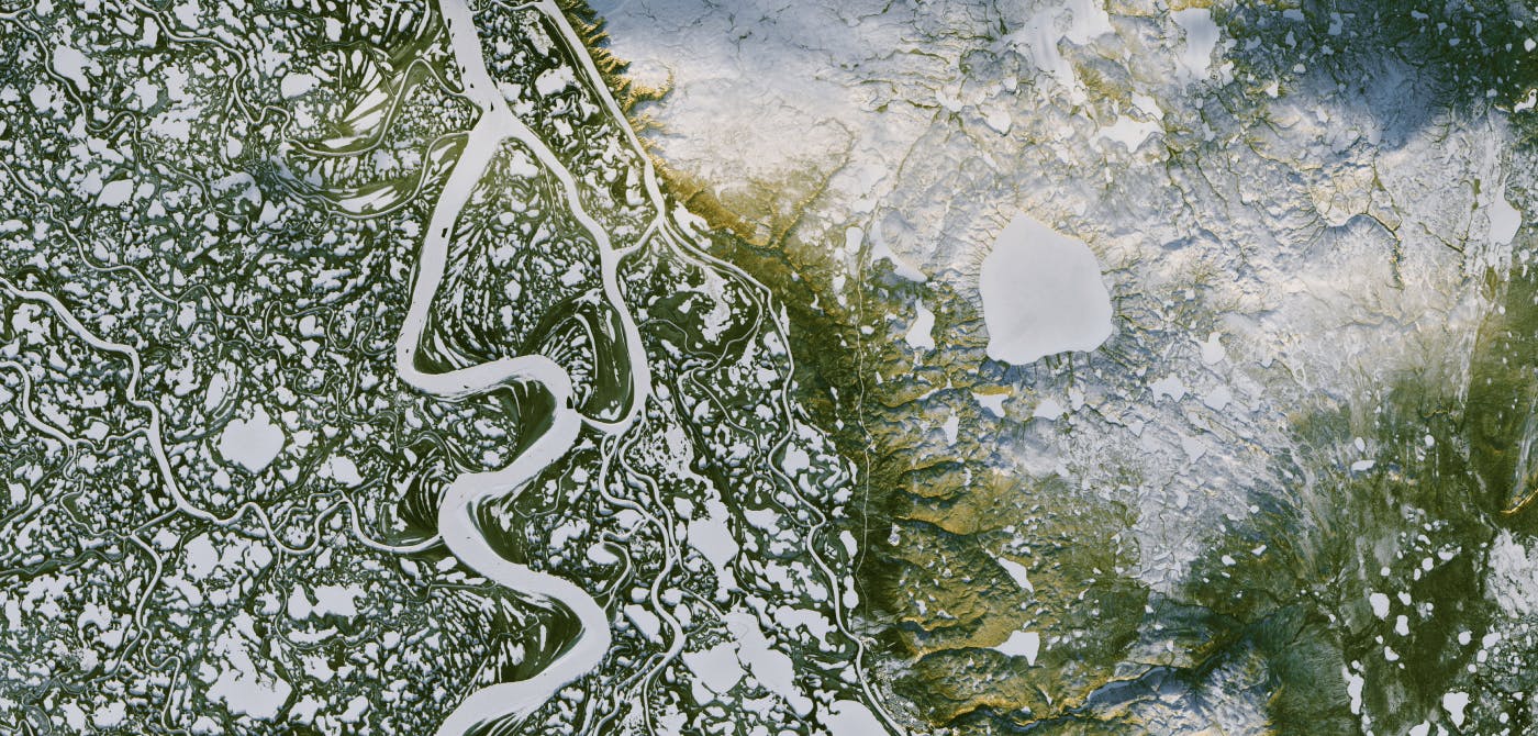 satellite image of an iceberg melting