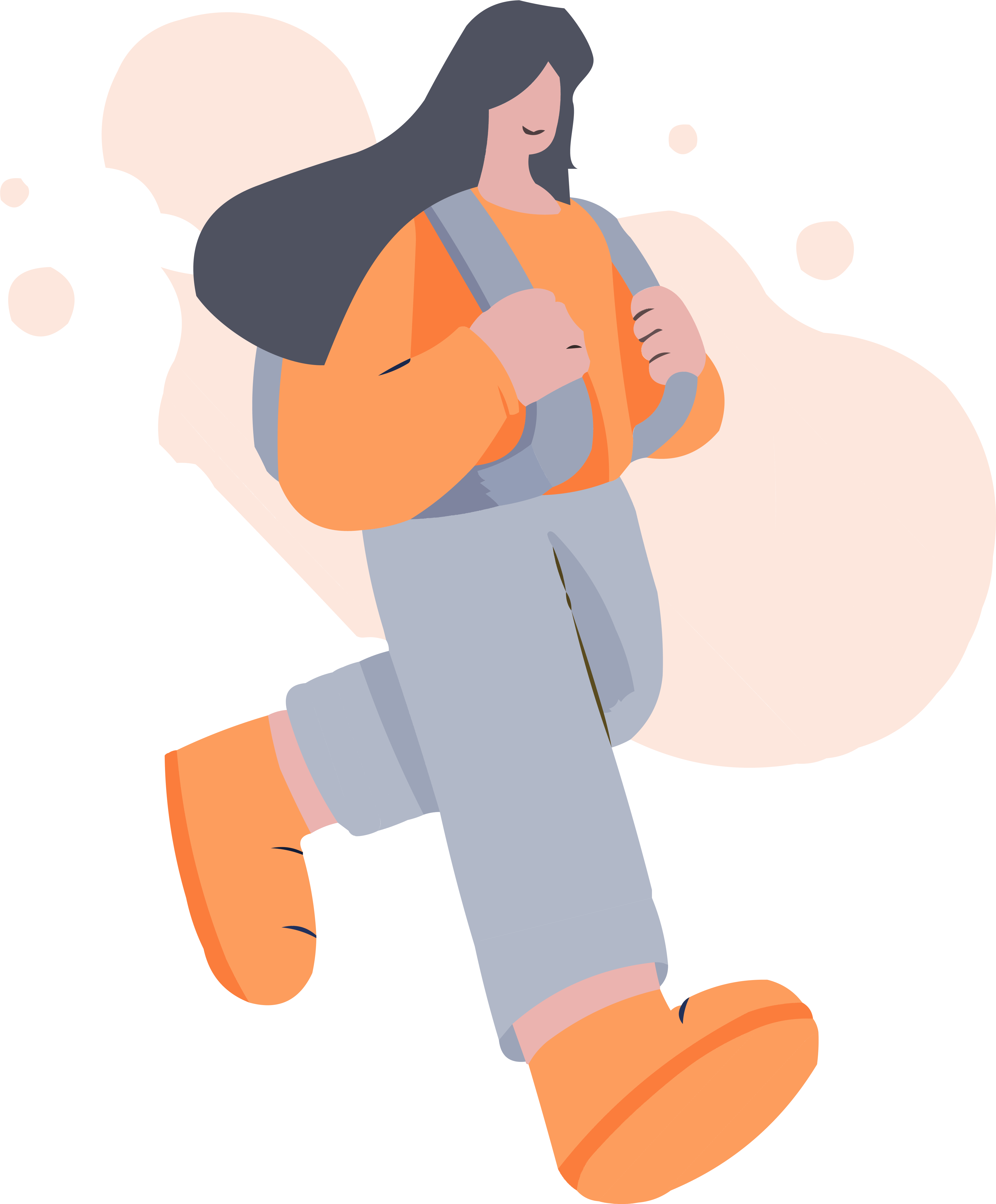 Illustration de Louisa qui part avec un sac