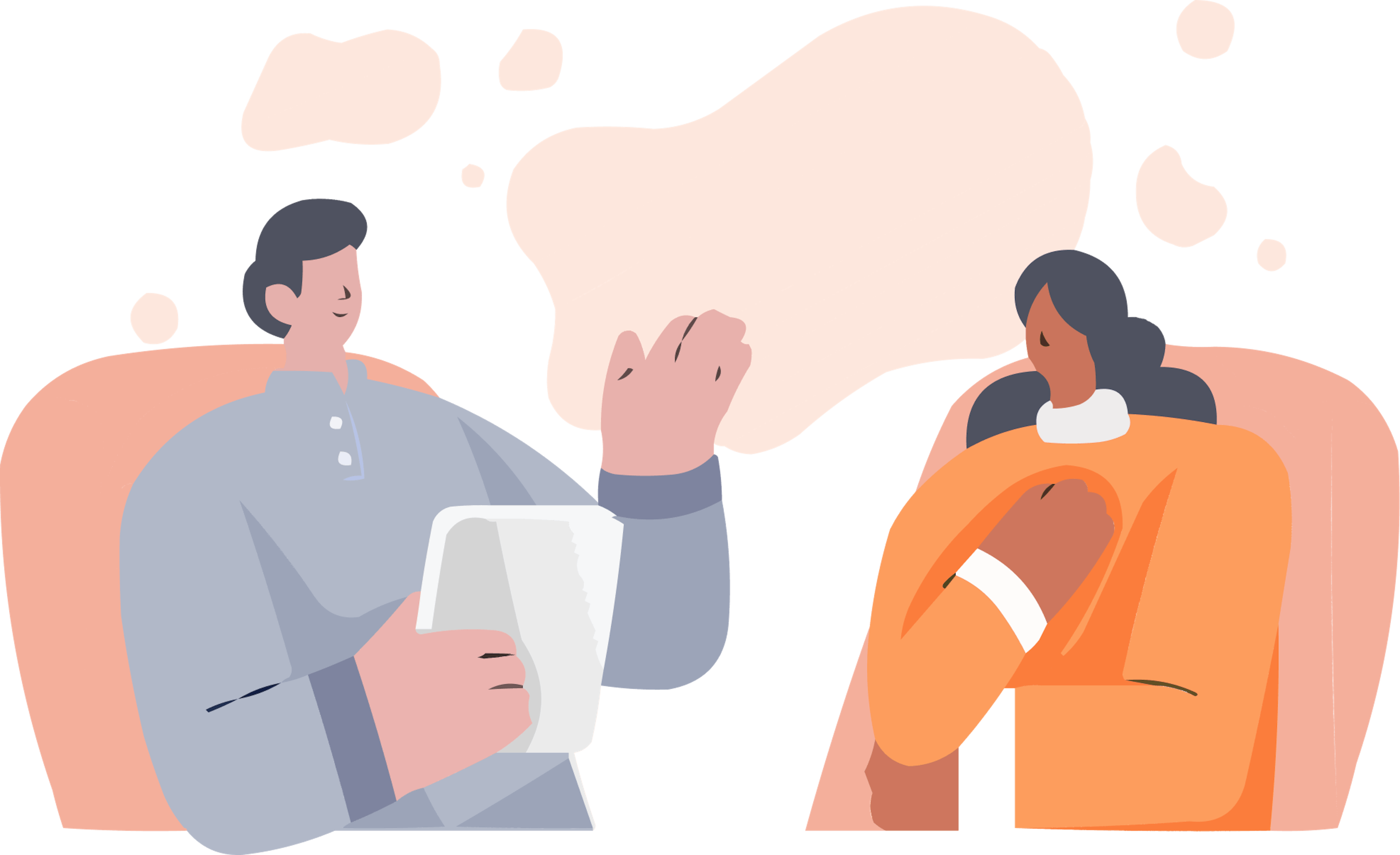 Illustration qui représente un homme qui discute avec une femme