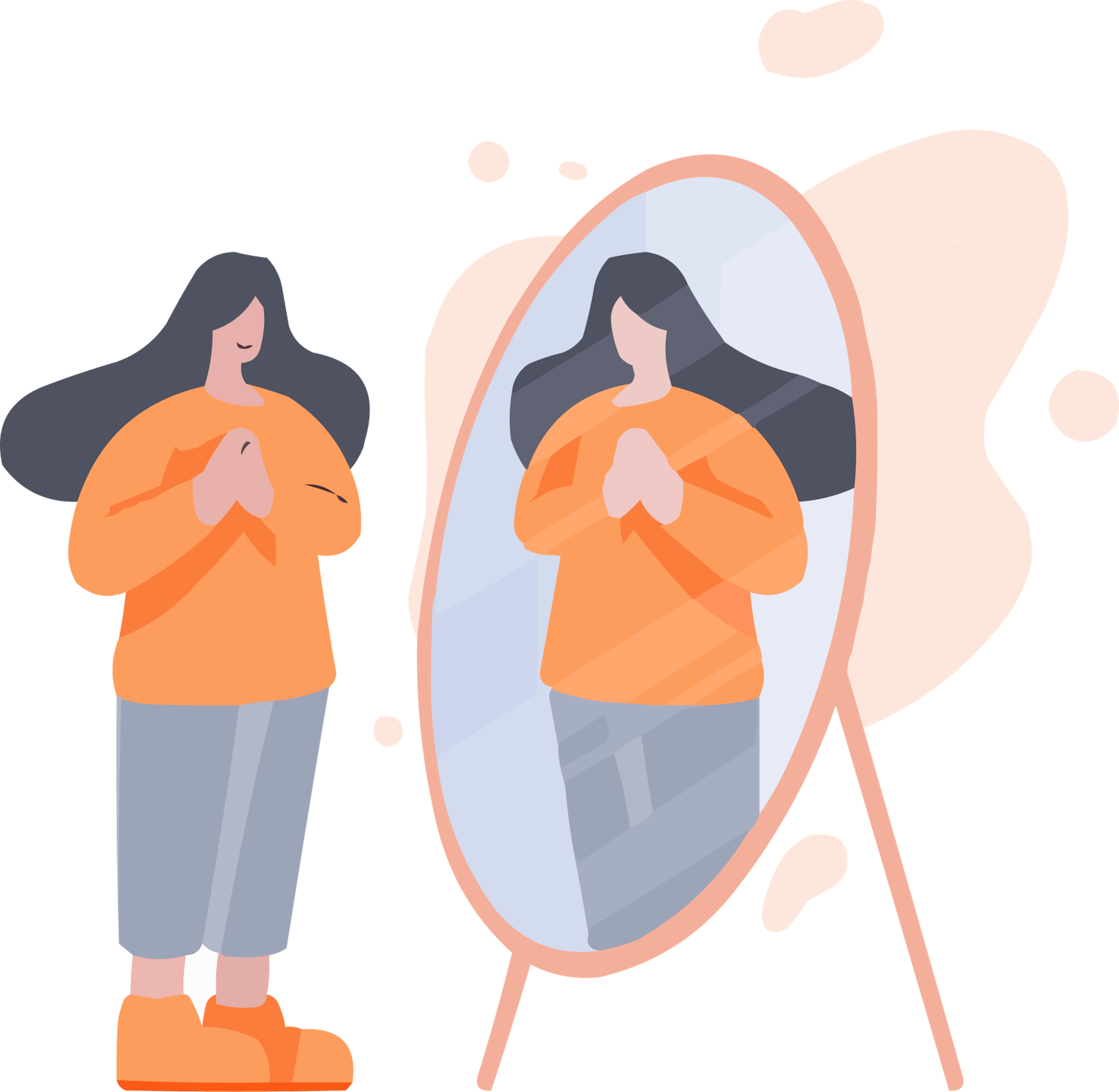 Illustration qui représente une femme qui se regarde dans un miroir