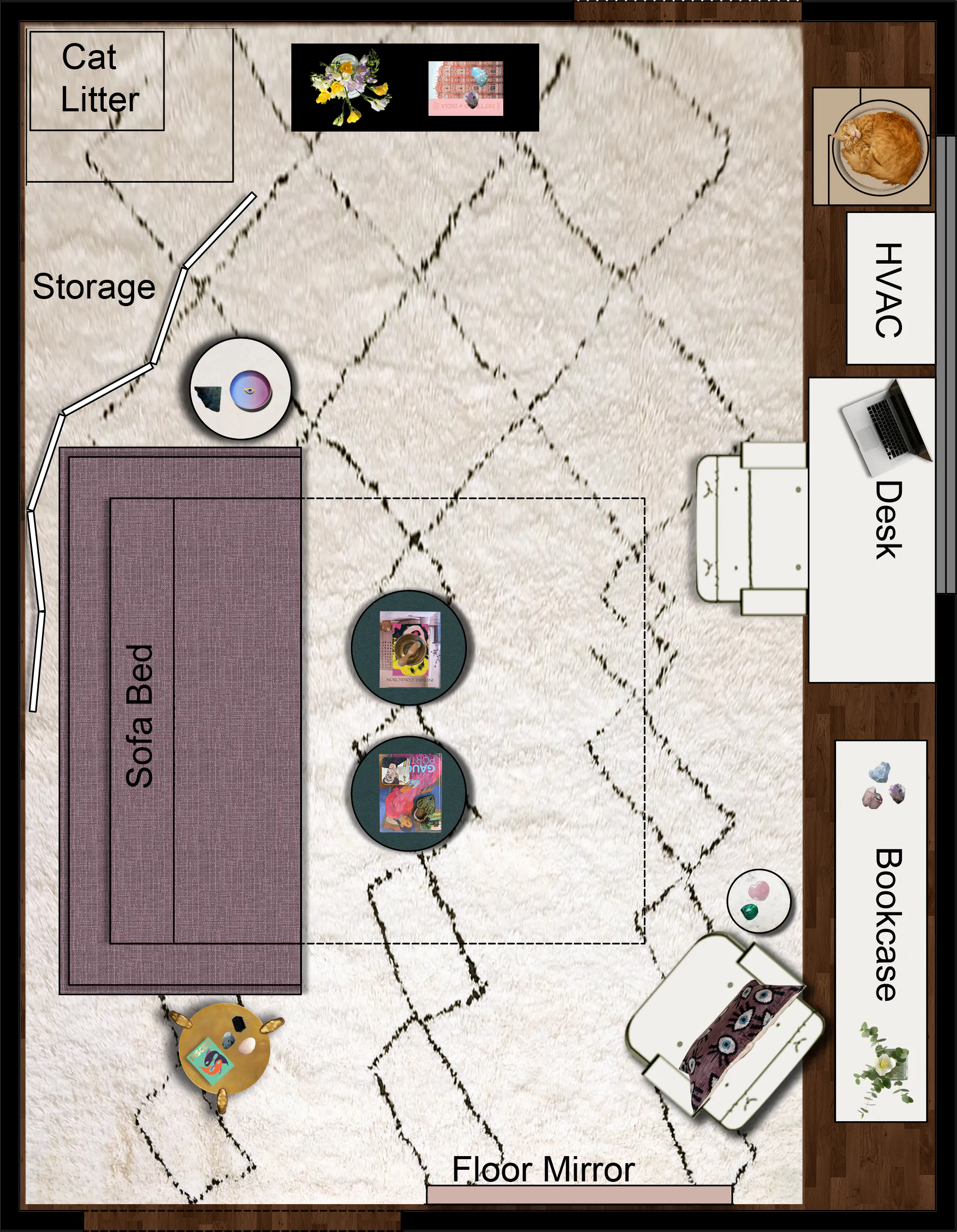 a floor plan of the living room in the project discussed in the blog.