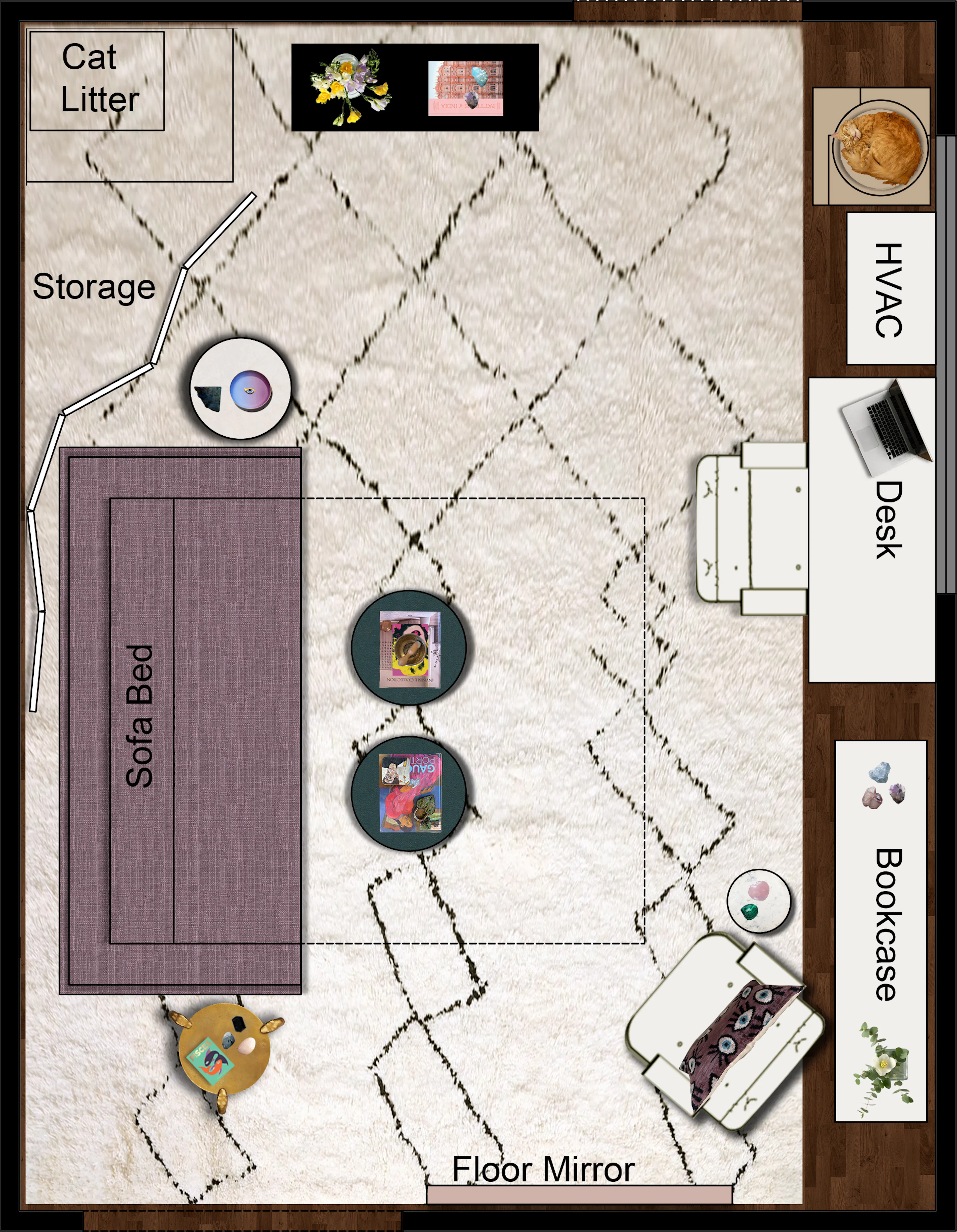 a floor plan of the living room in the project discussed in the blog.