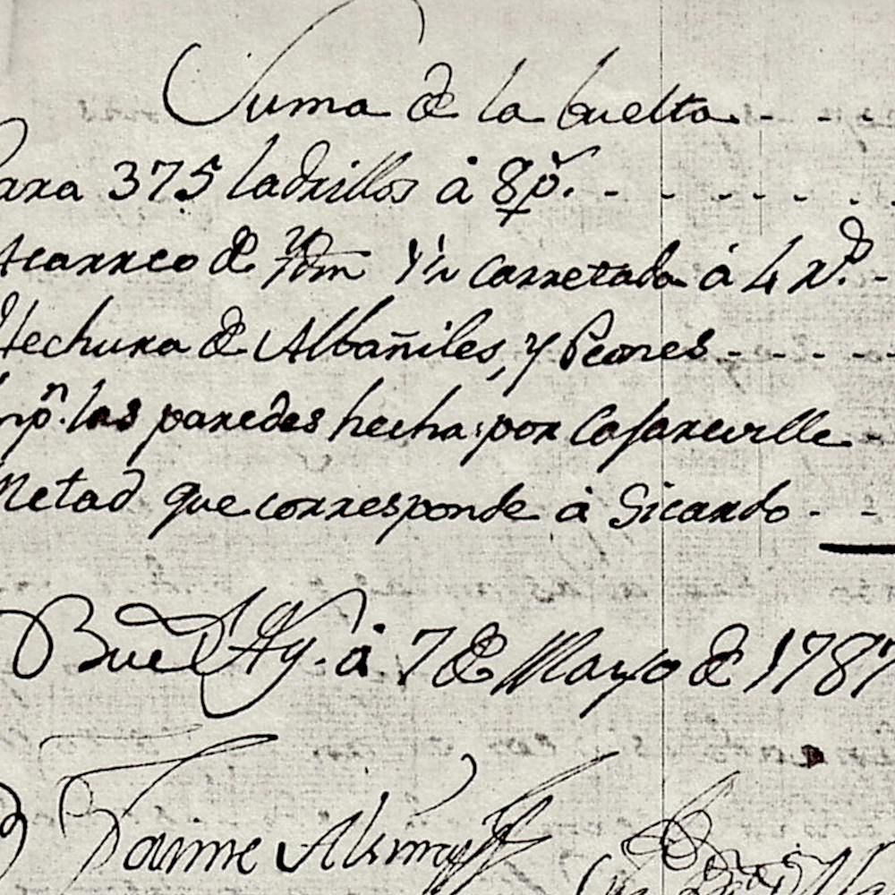 Document of the dispute between Andrés de Cajaraville and Sicardo. The hospital ditch is mentioned (1787). AGN.