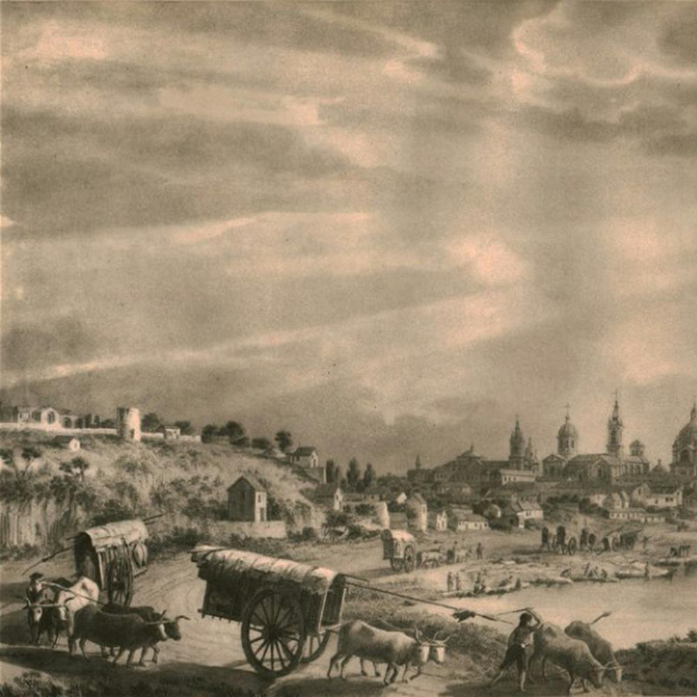 View of Buenos Aires from the Carretas road. Brambila, aguada (1794). Monumenta Iconographica (1964).