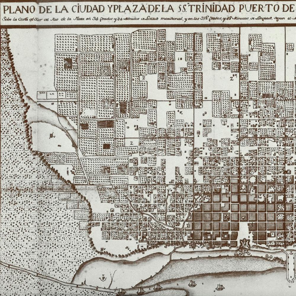 Plan of the city and plaza de la SS. Trinidad Puerto de Sta. María Buenos Aires. Attributed to Juan Bartolomé Howell, Buenos Aires (1782). AGN.