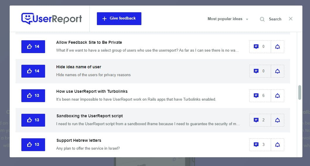 UserReport Feedback Widget