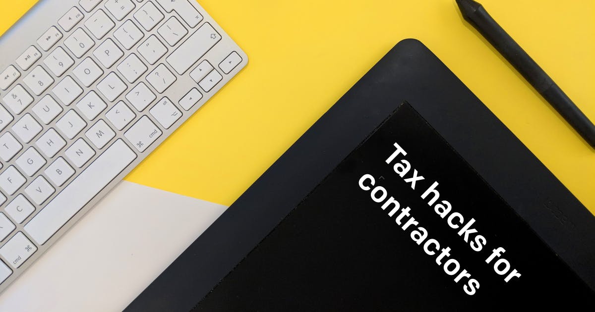 Tax hacks for contractors written on iPad and keyboard