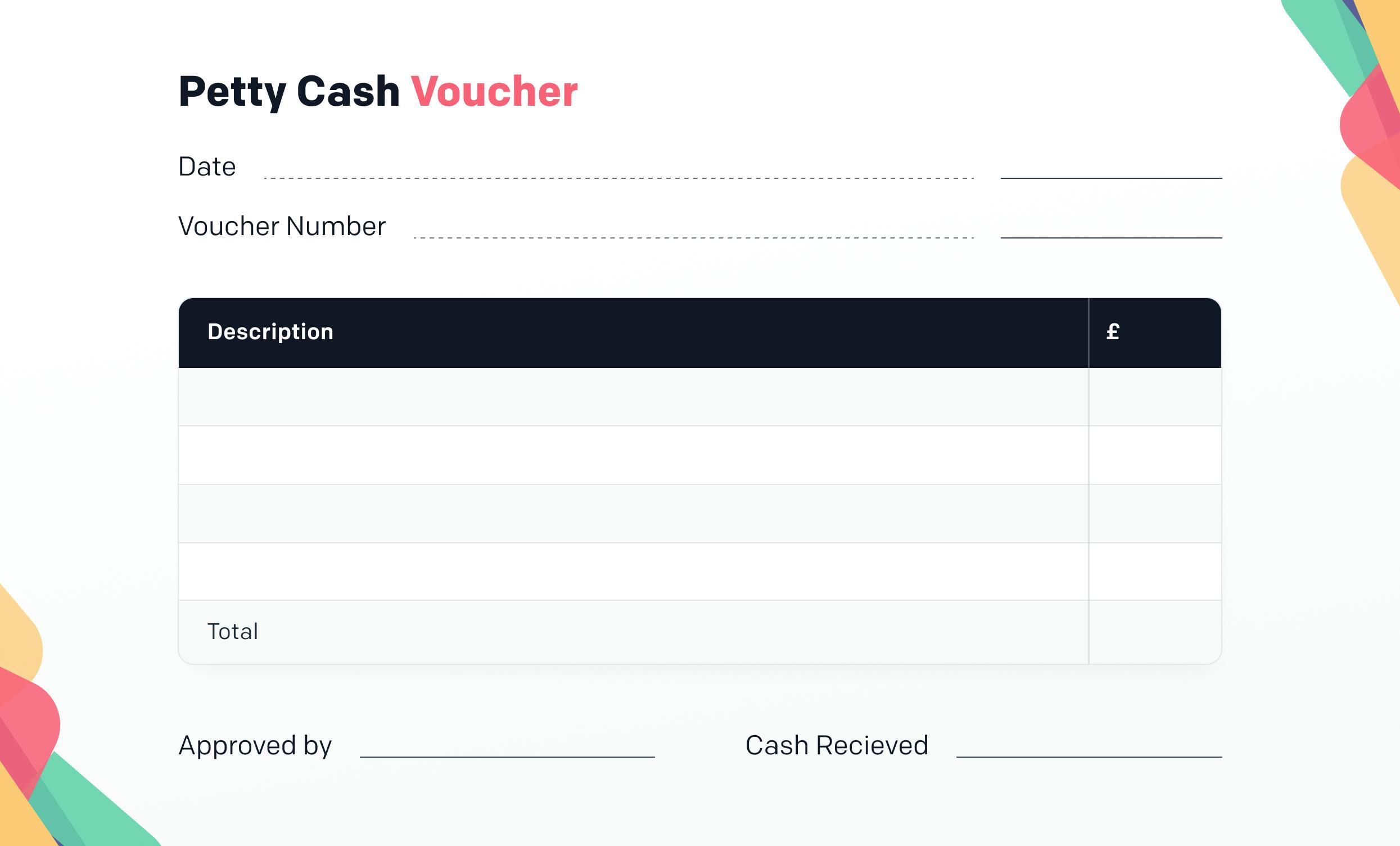 Petty cash voucher template example