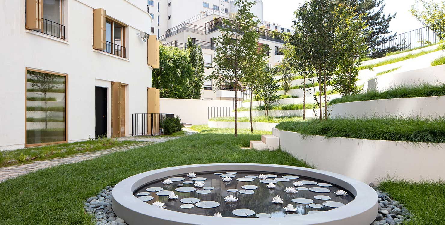 Jardin du programme immobilier neuf " Place Félix Eboué" à Paris 12