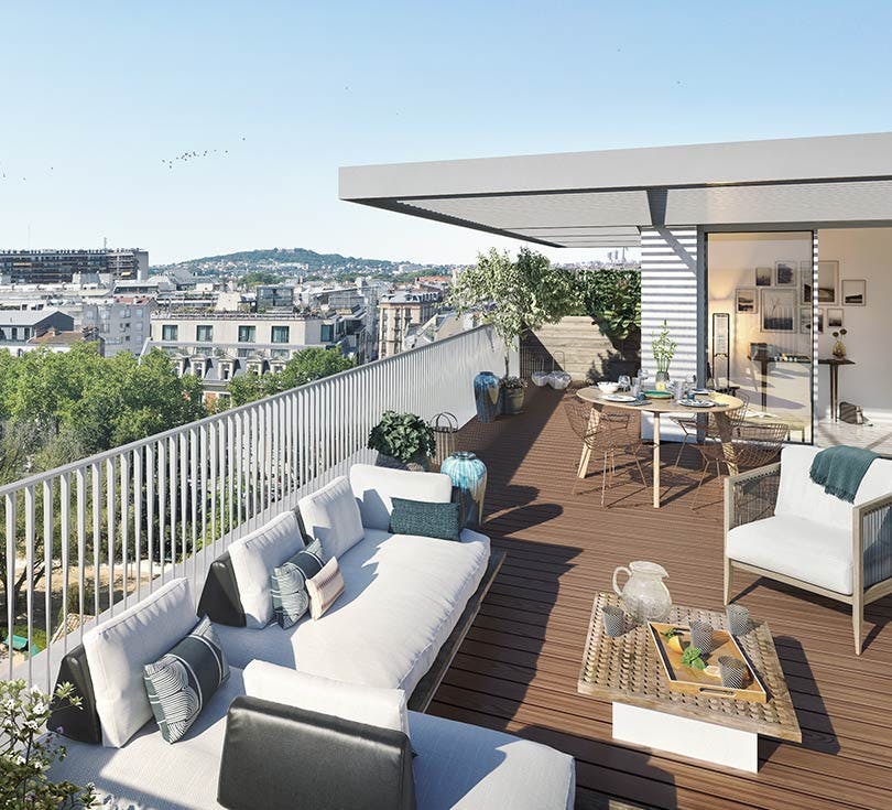 Terrasse en rooftop du programme immobilier neuf Passage Châteaudun à Boulogne