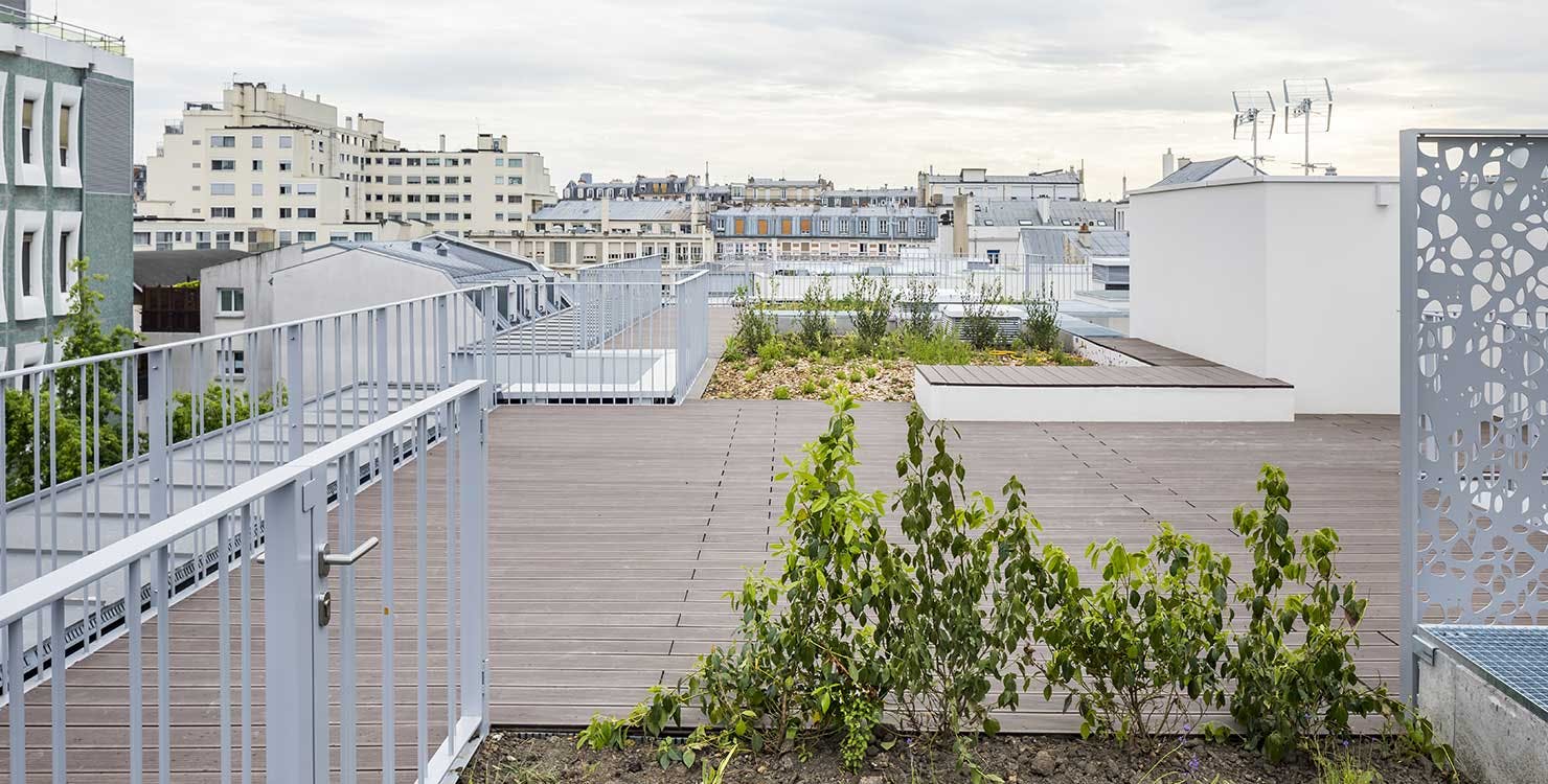 Terrasse en toiture du programme immobilier à Paris 11
