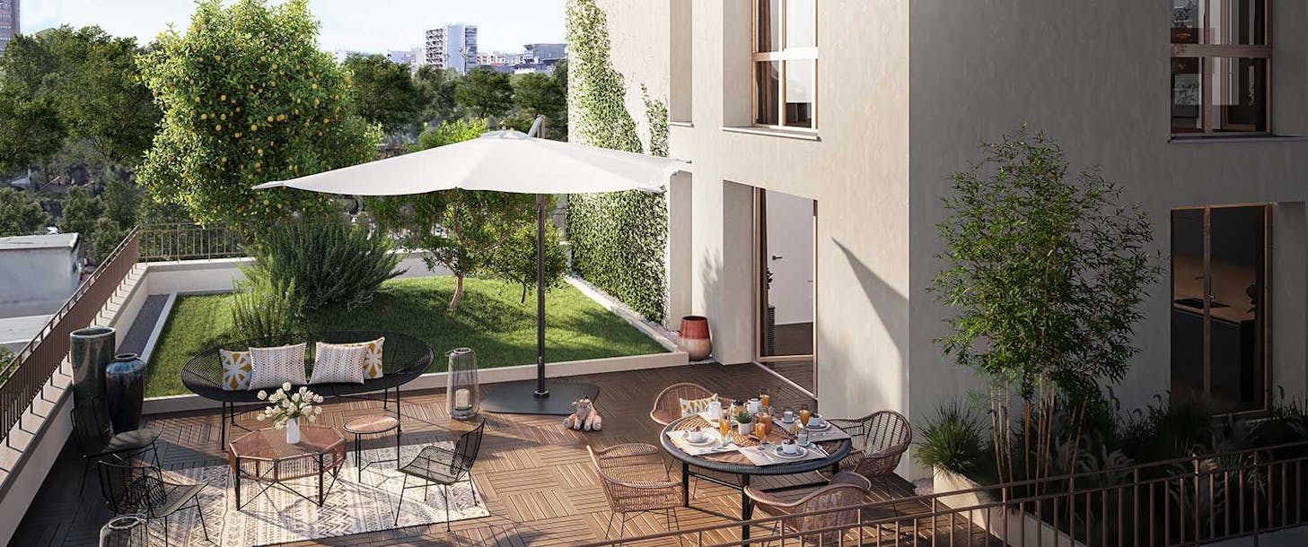 Appartement neuf avec terrasse du programme immobilier à Saint-Ouen-sur-Seine "Square des Docks"