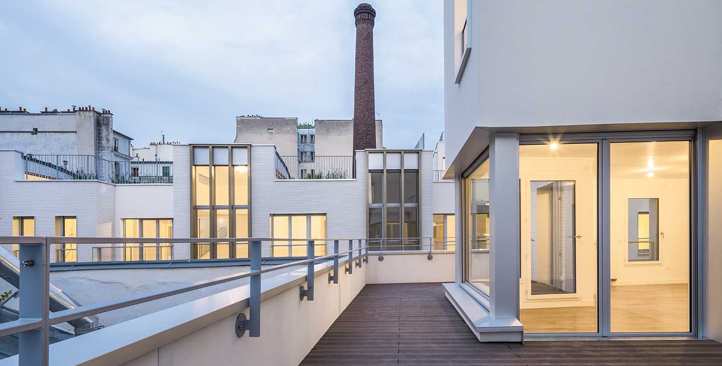 Terrasse d'un appartement neuf du programme immobilier à Paris 11