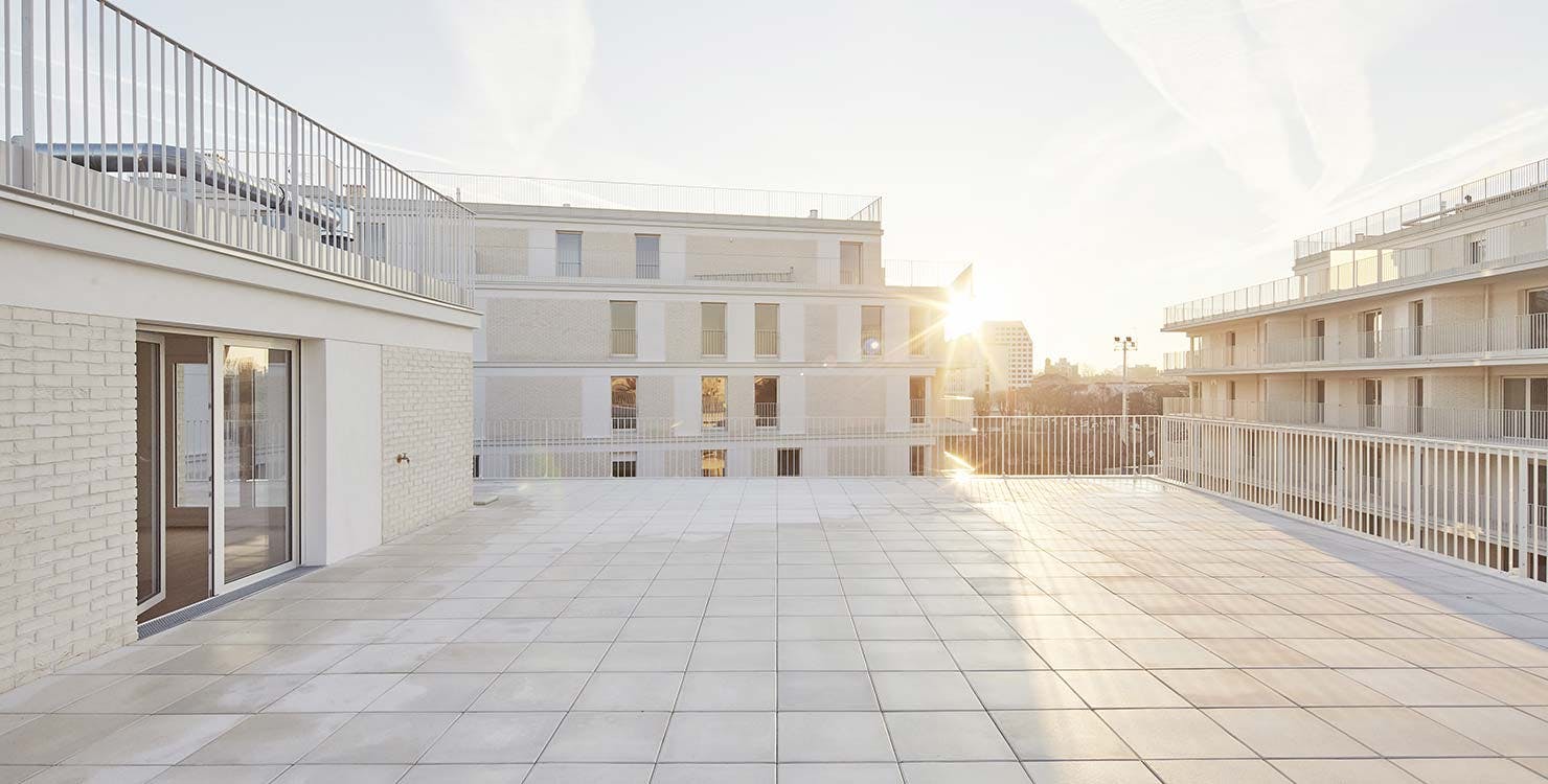 Terrasse d'un appartement neuf du programme immobilier à Pantin "Rue Edouard Renard"