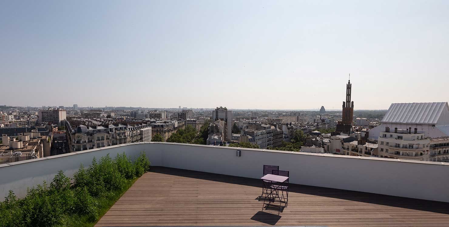 Terrasse d'un appartement du programme immobilier neuf " Place Félix Eboué" à Paris 12