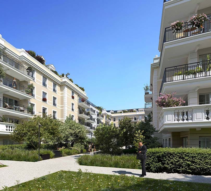 Jardin commun du programme immobilier neuf 102 avenue Aristide Briand au Blanc-Mesnil 
