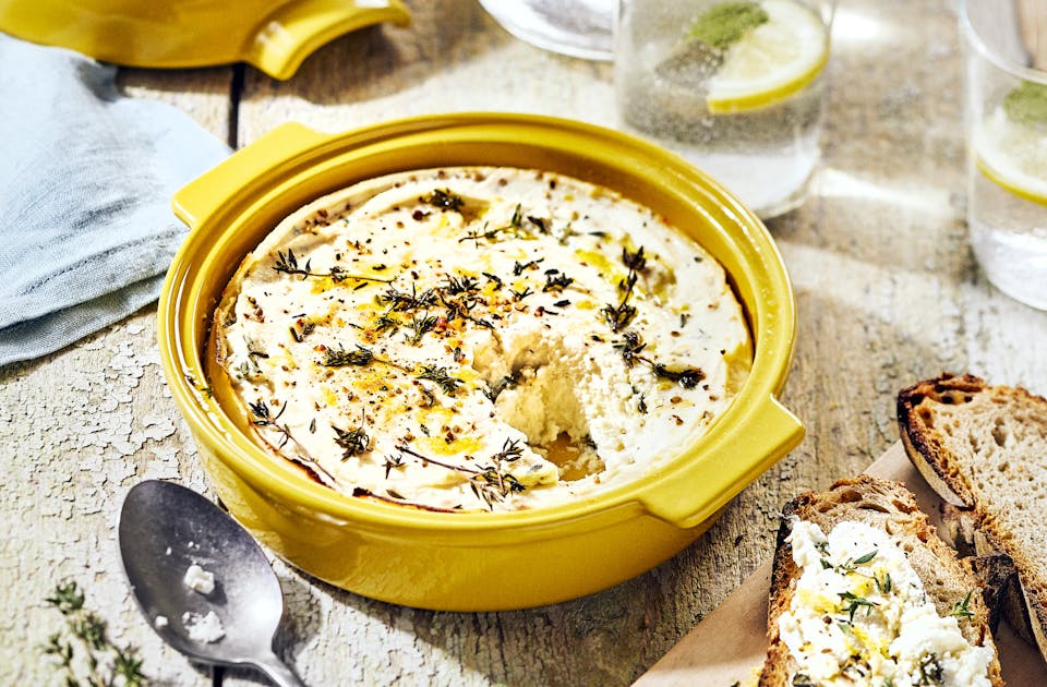 Baked ricotta with lemon and fresh herbs