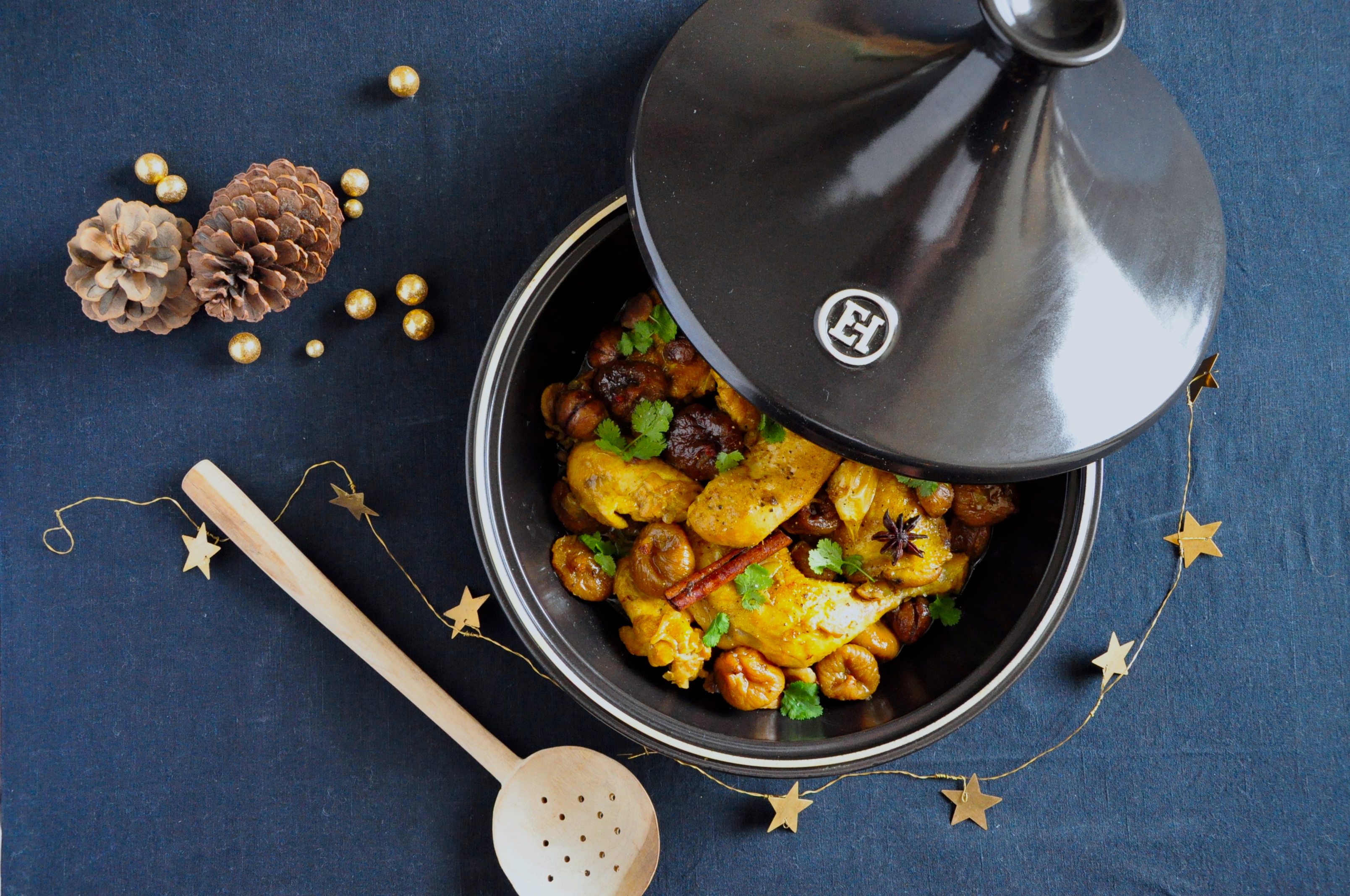 Tajine de chapon aux marrons et figues sèches