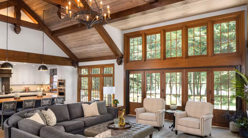 great room with vaulted ceiling