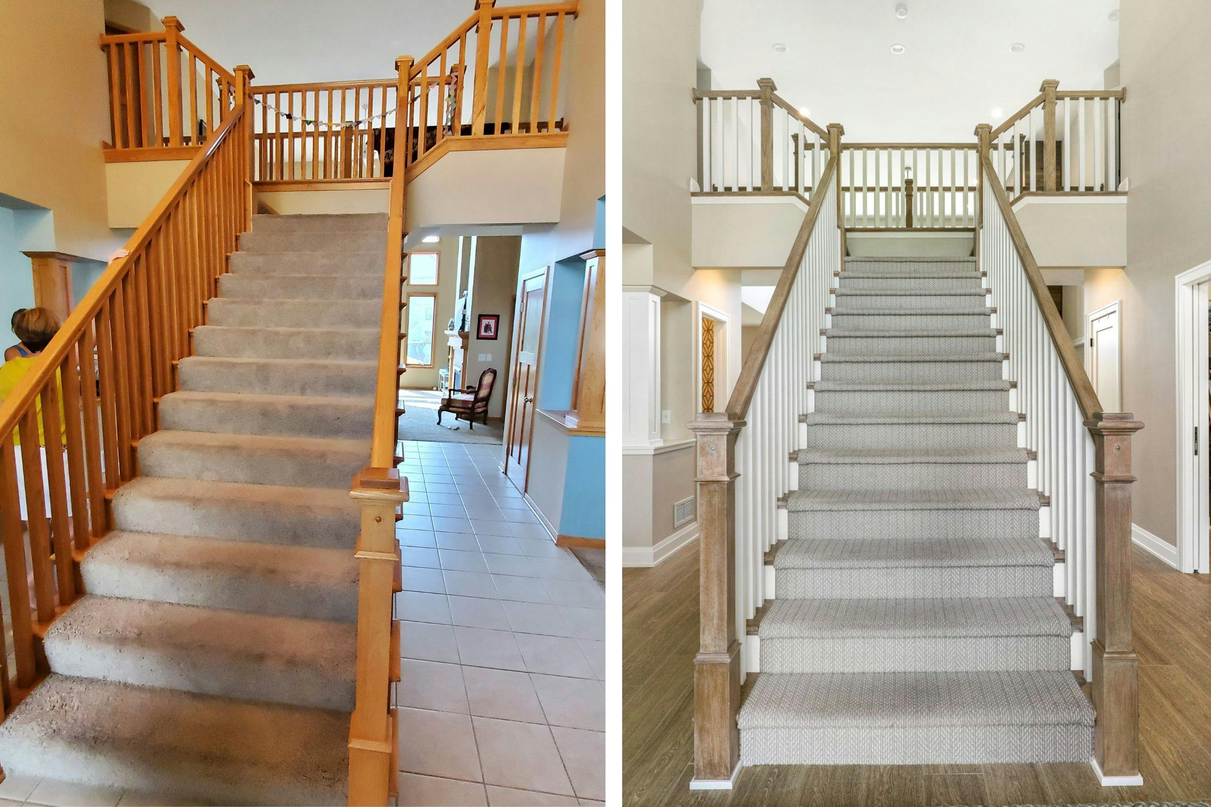 before and after comparison of the staircase
