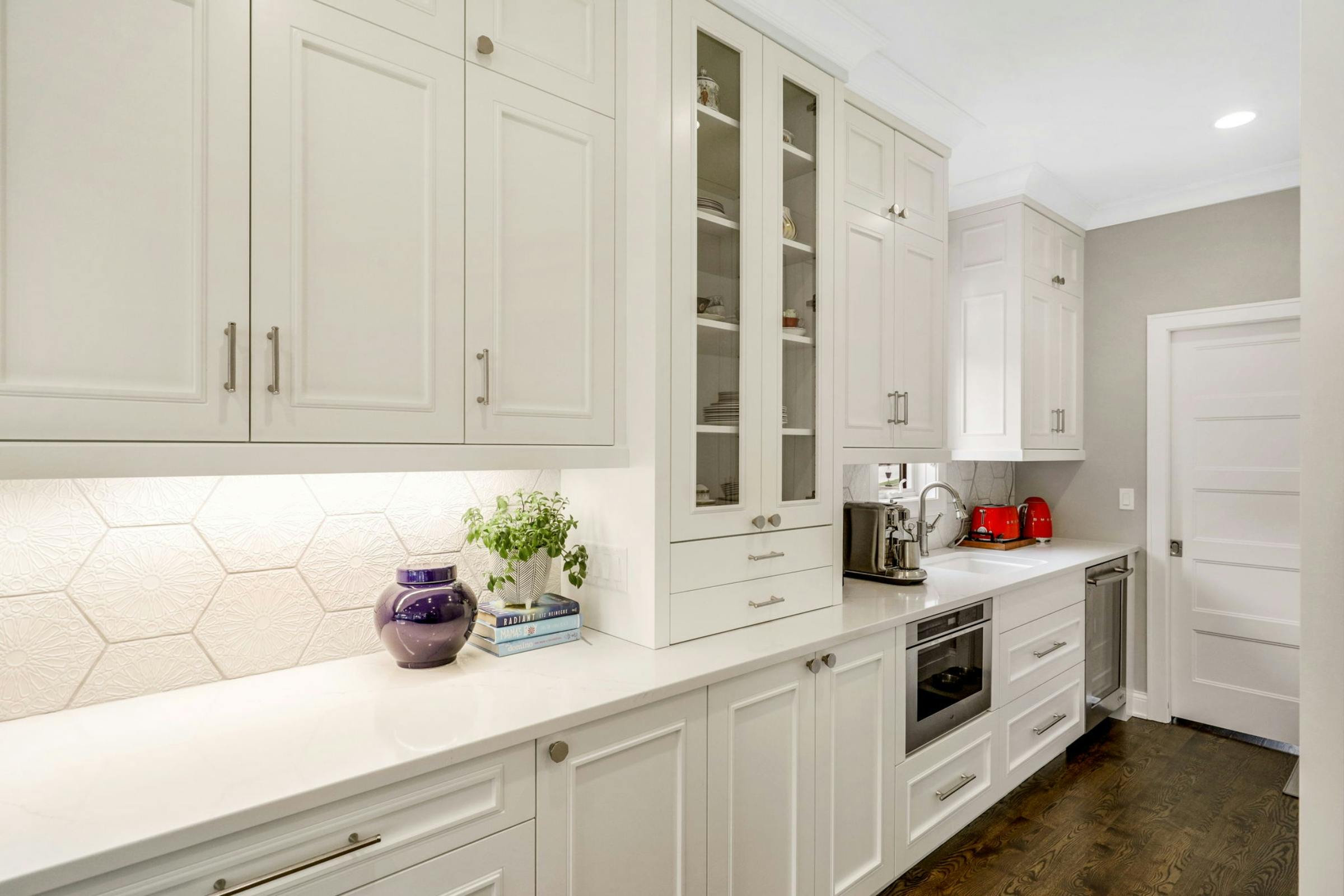white cabinets and pantry