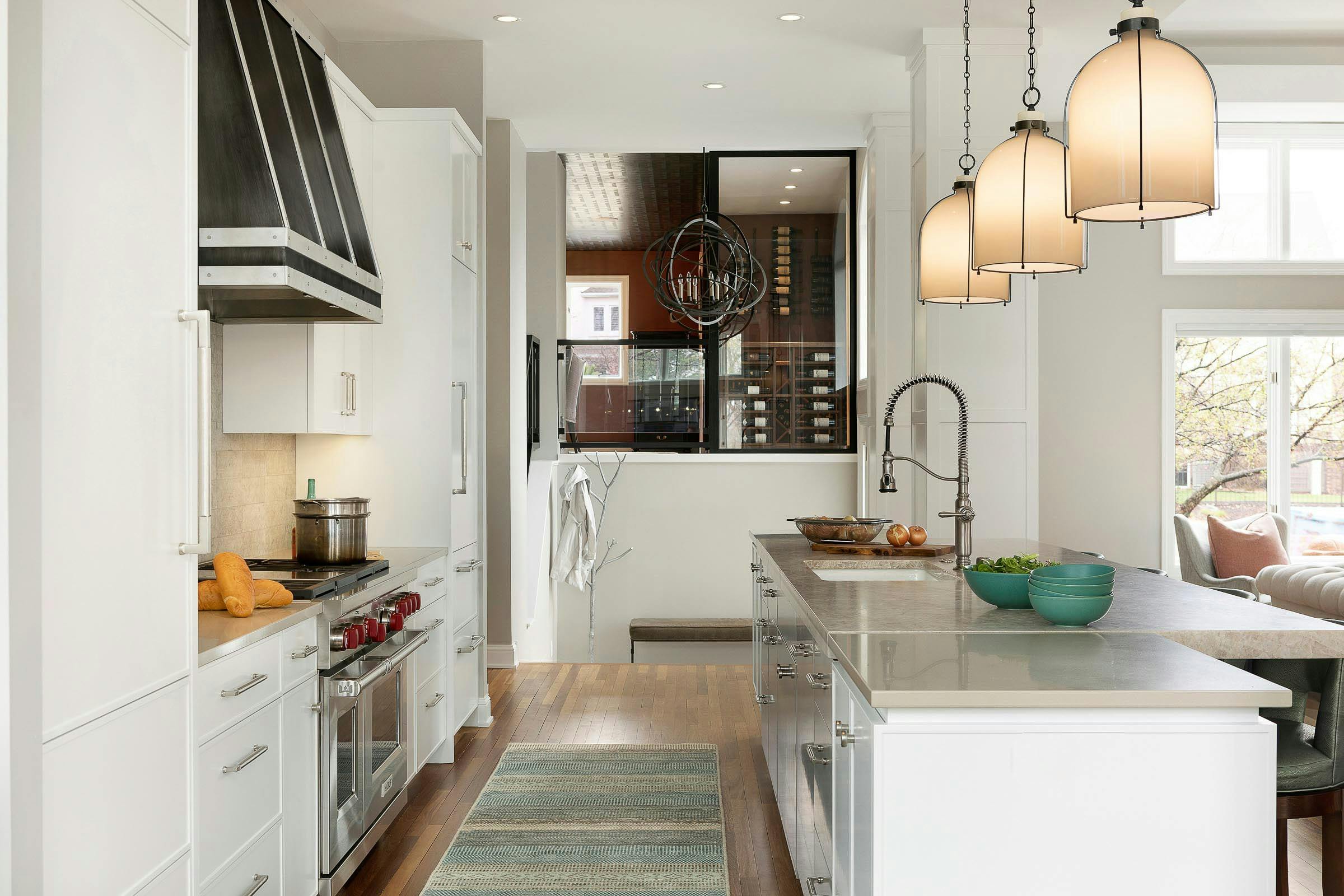 kitchen and wine cellar