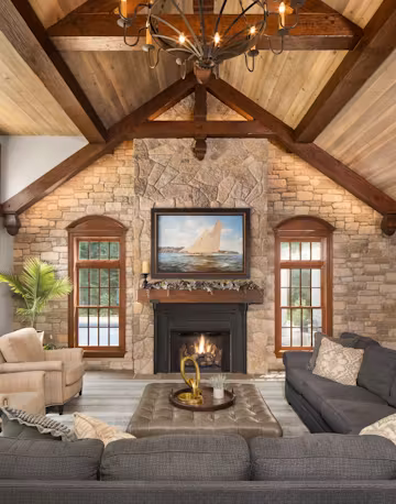 fireplace wall with stone veneer