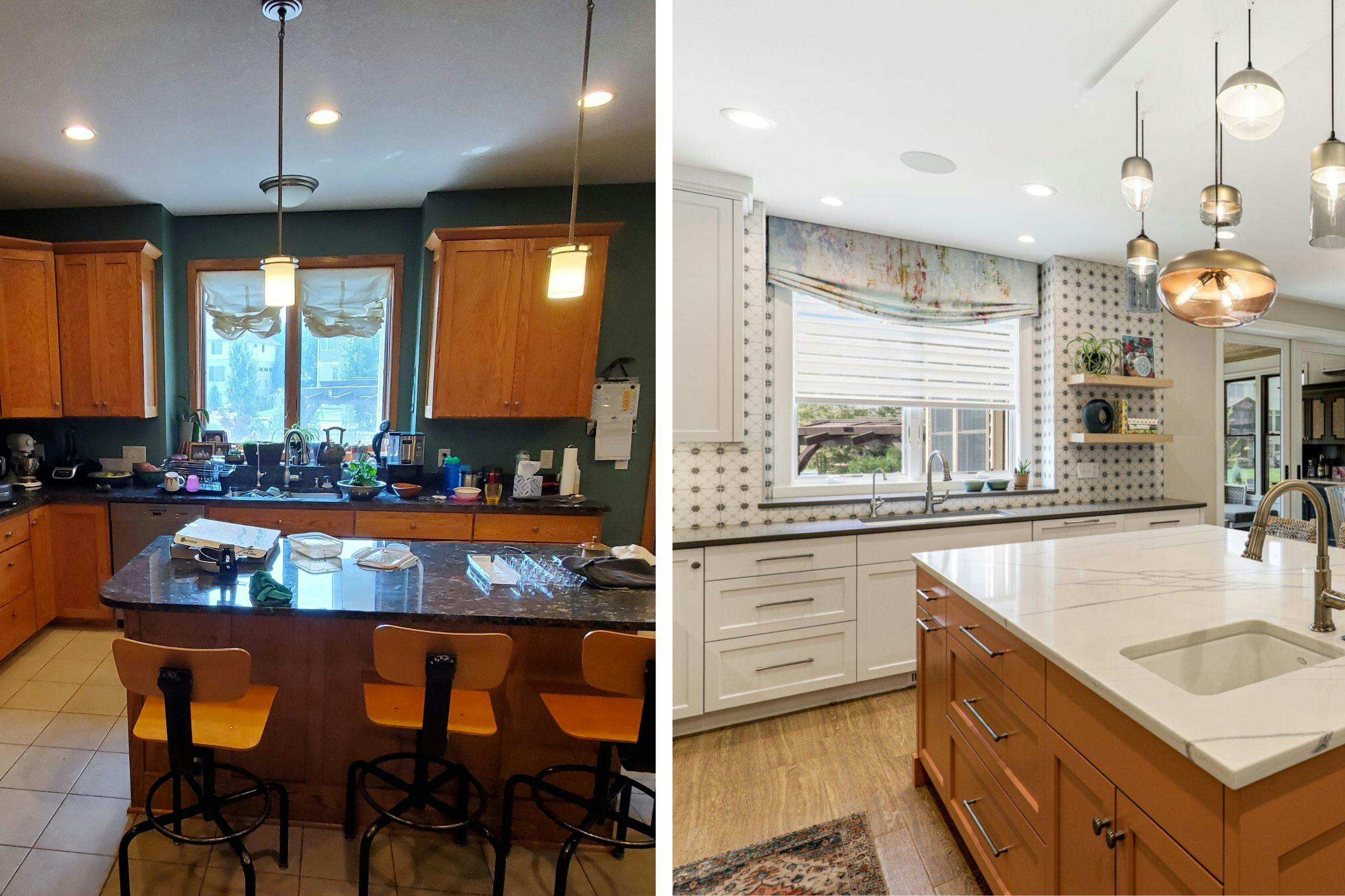 before and after of the kitchen window