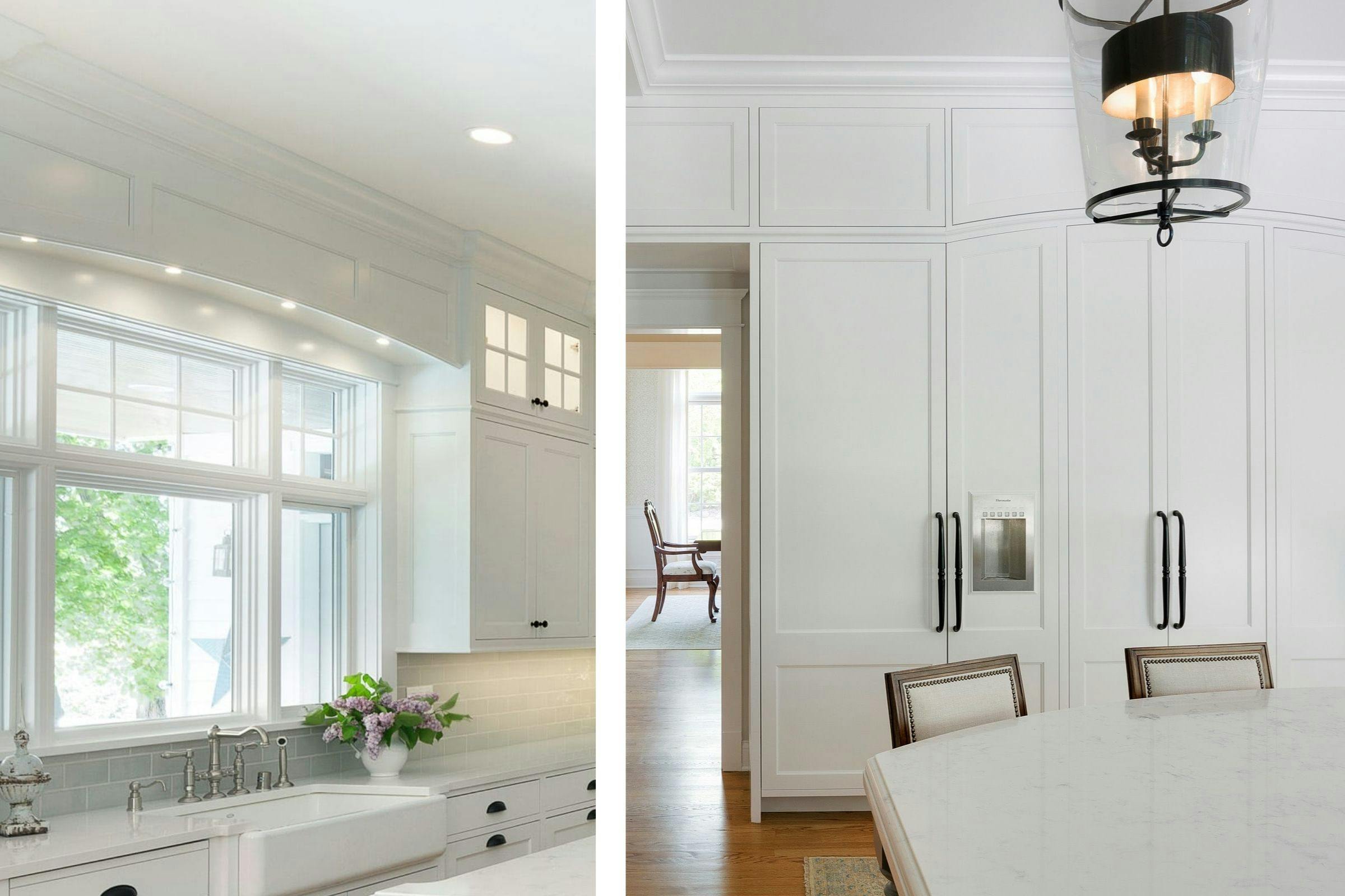 white cabinetry with soft arches