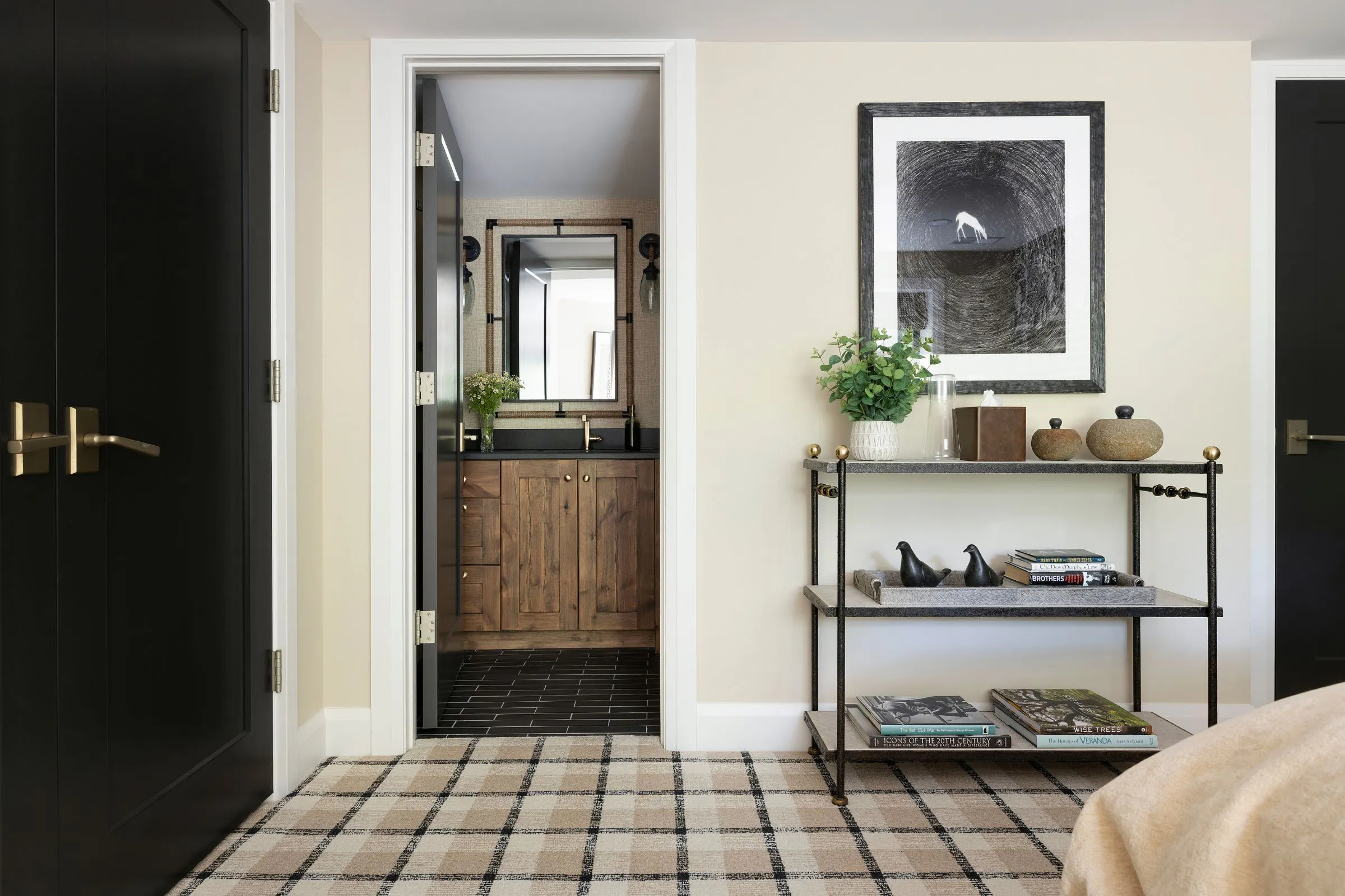 Neutral ensuite bathroom connected to an upper-level guest bedroom