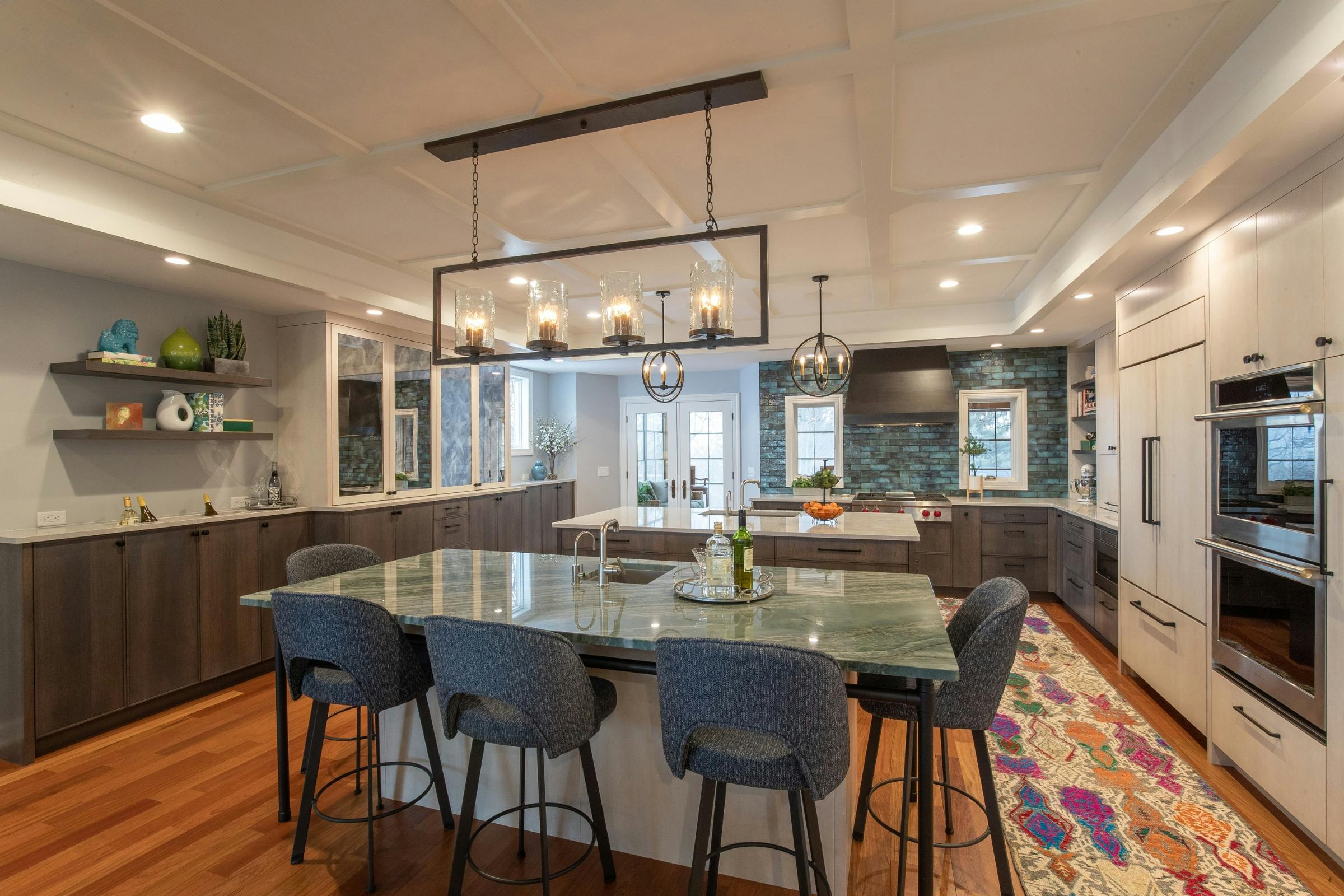 kitchen with double islands